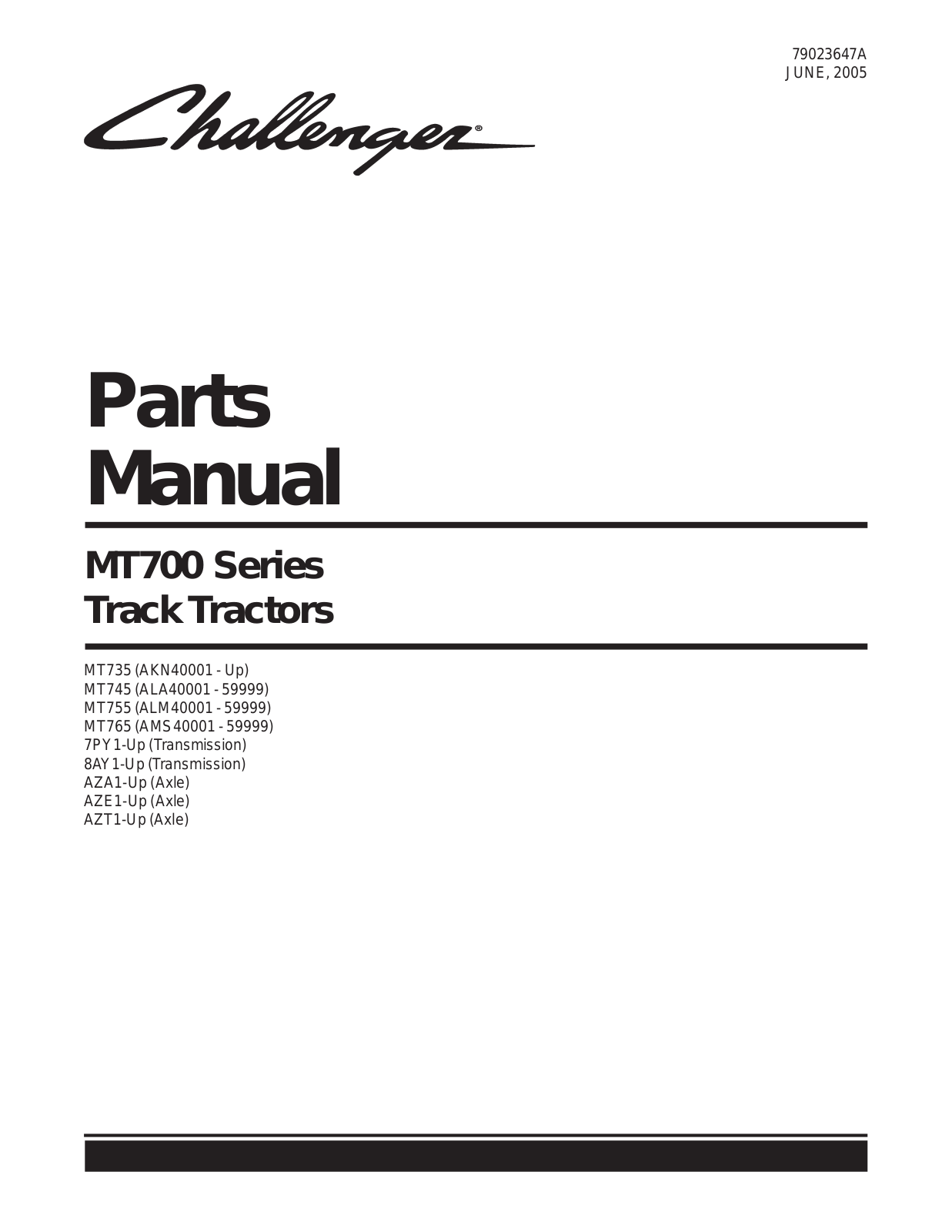 Challenger MT700 Parts Manual