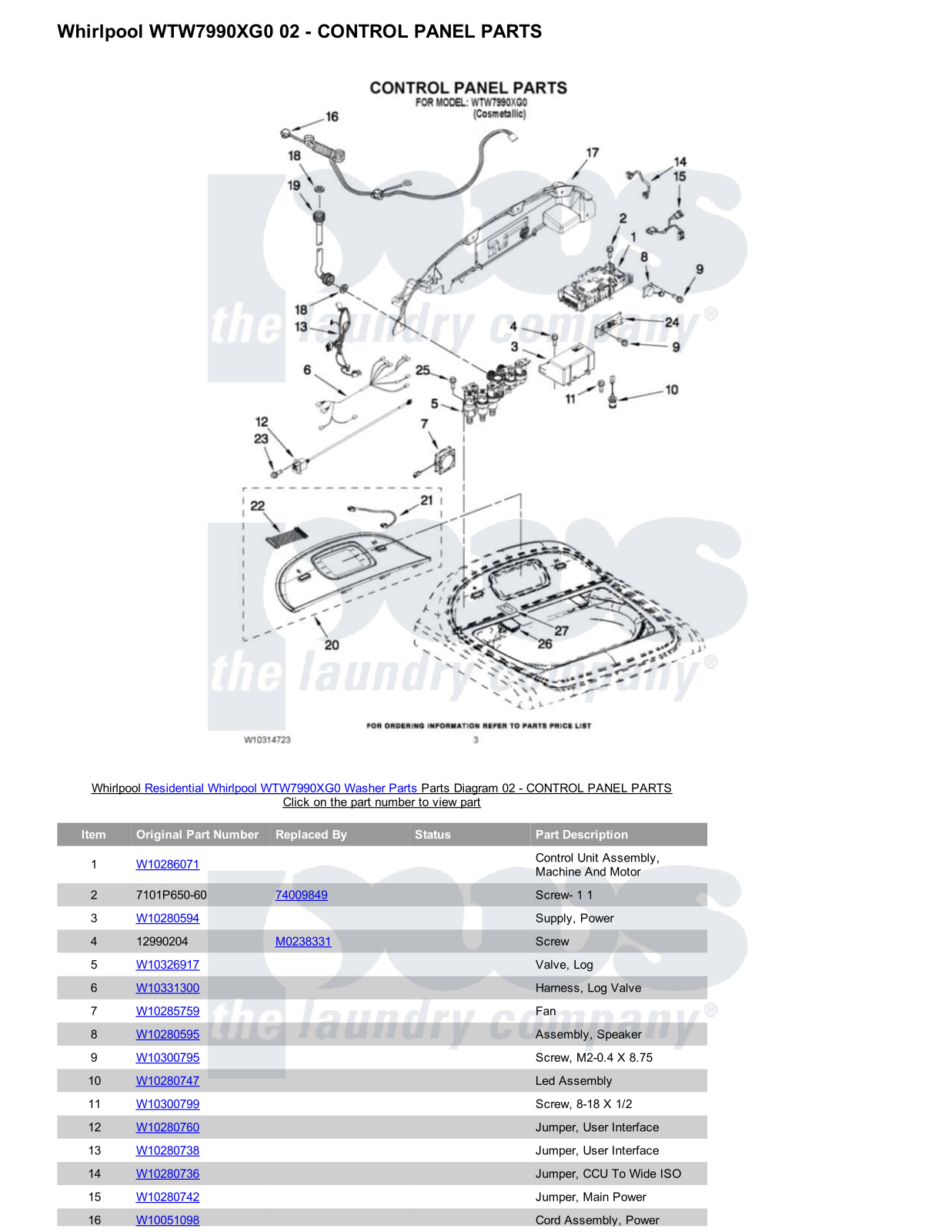 Whirlpool WTW7990XG0 Parts Diagram