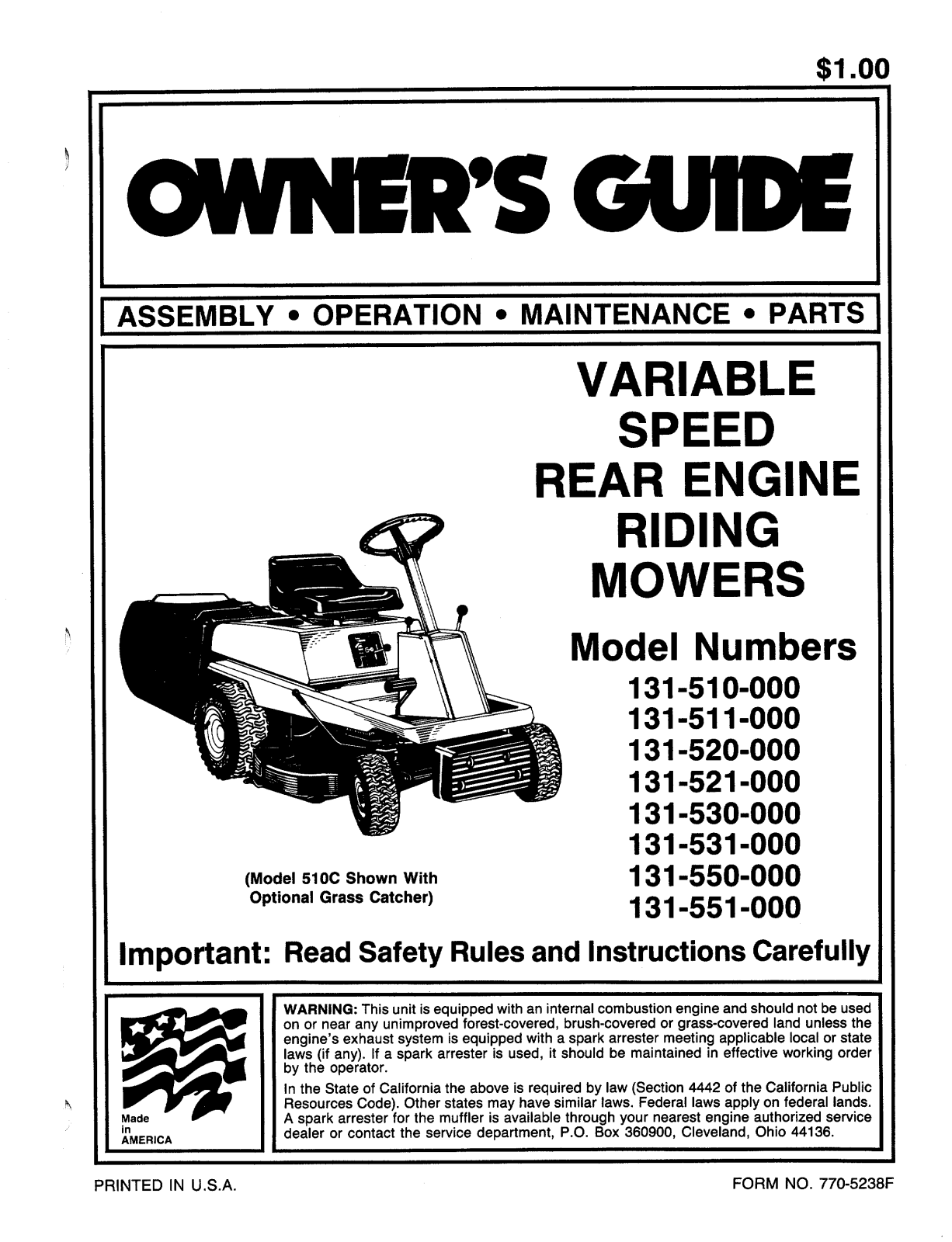 MTD 131-510-000, 131-520-000, 131-551-000, 131-550-000, 131-531-000 User Manual