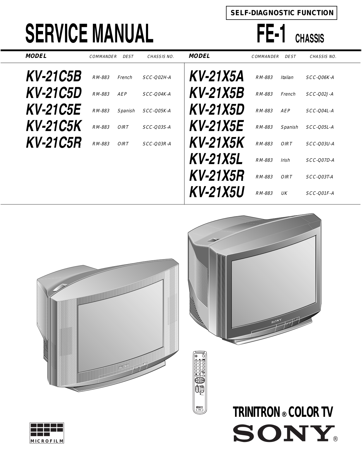 Sony KV-21X5U, KV-21X5R, KV-21X5L, KV-21X5K, KV-21X5E Service Manual