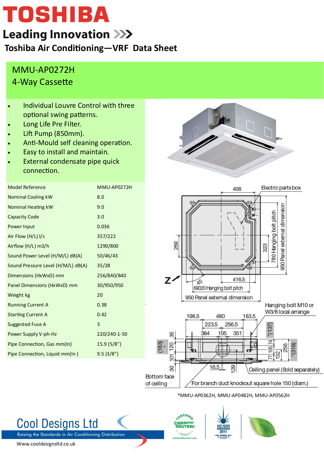 Toshiba MMU-AP0272H Datasheet