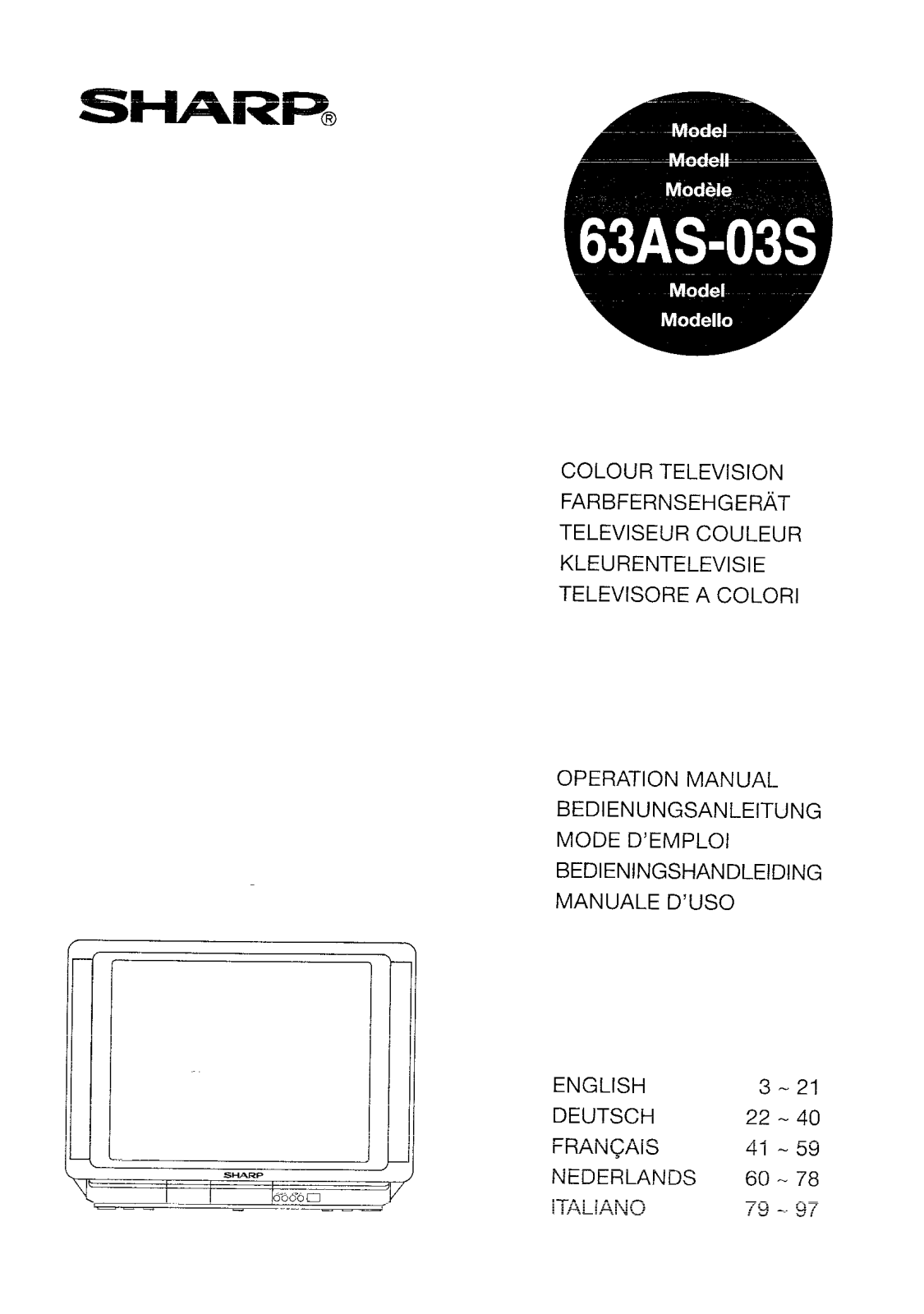 SHARP 63AS-03S User Manual