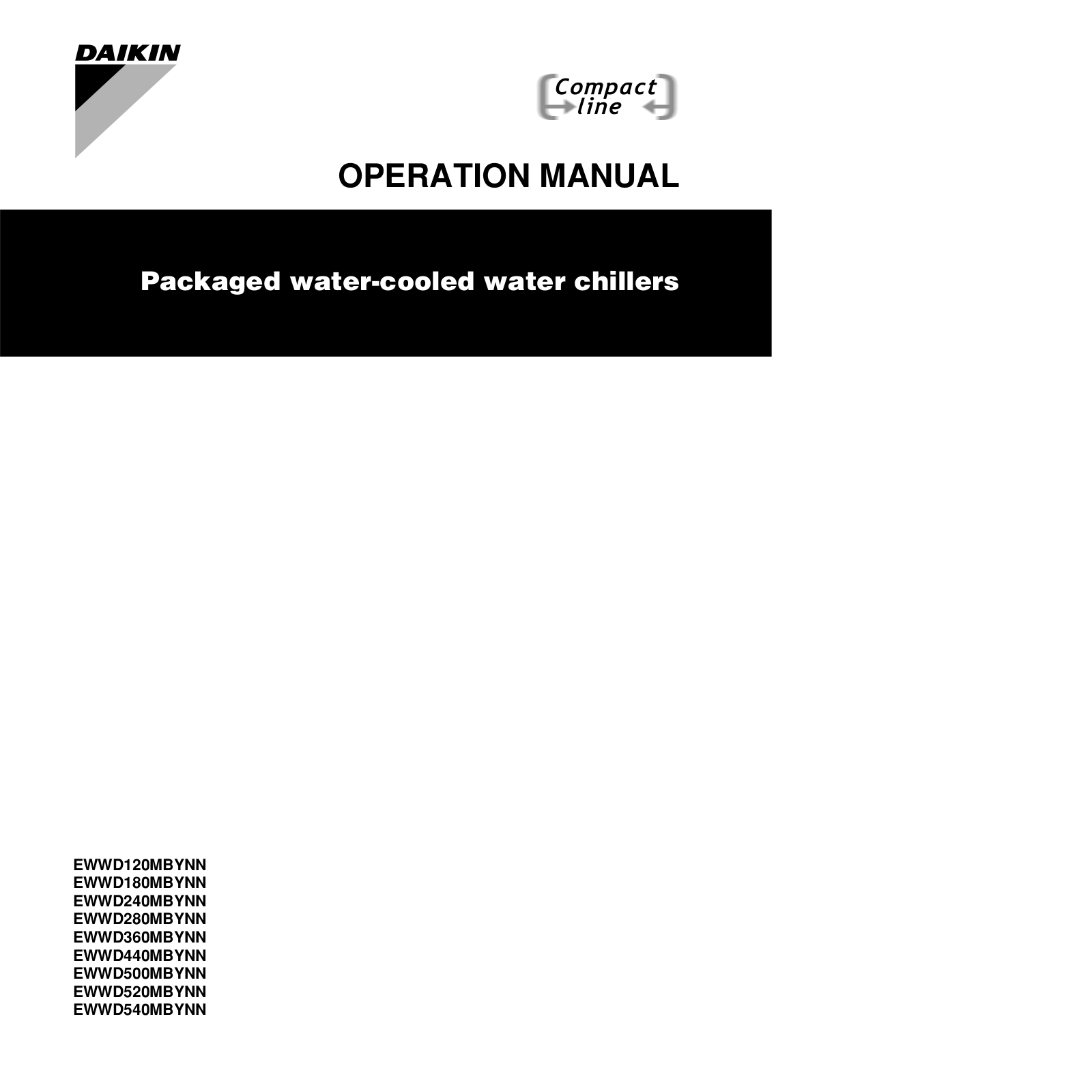 Daikin EWWD 120 MBYNN, EWWD 180 MBYNN, EWWD 240 MBYNN, EWWD 280 MBYNN, EWWD 360 MBYNN Operation manuals