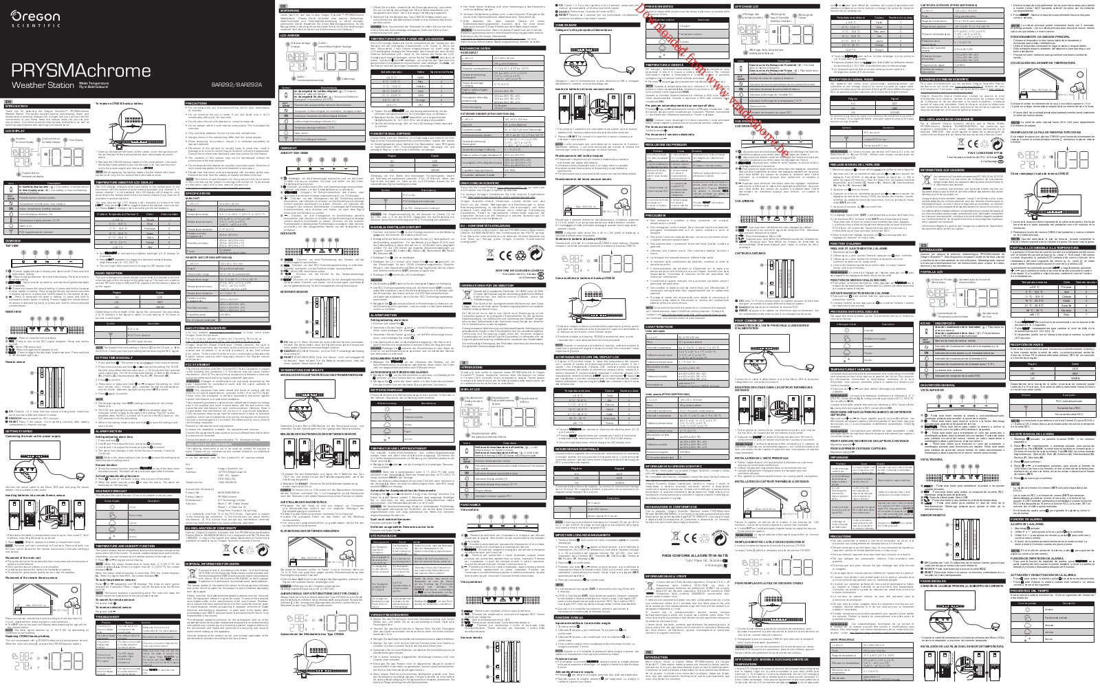 OREGON SCIENTIFIC WMR200, WMR200A User Manual