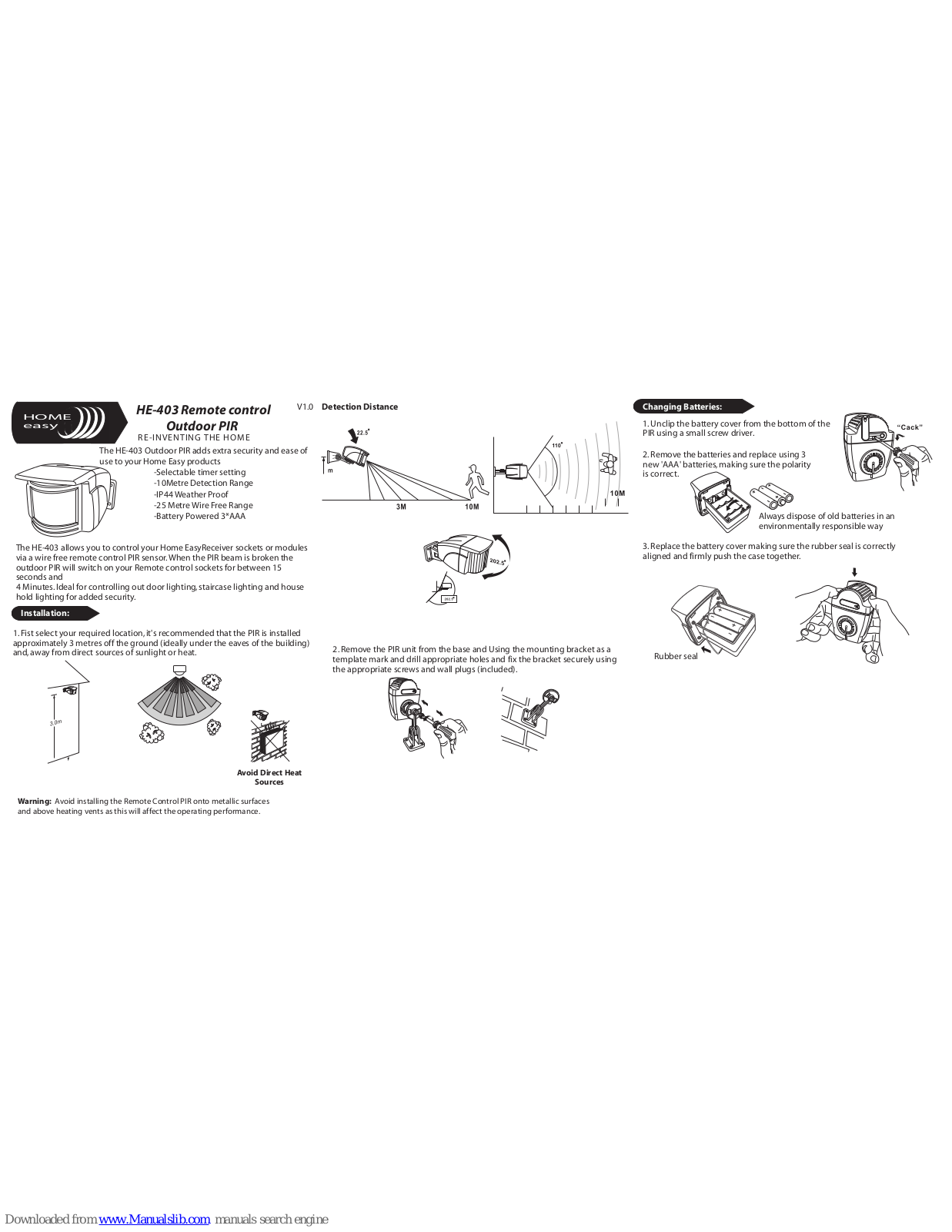 Byron Home Easy HE-403 Installation Instructions Manual