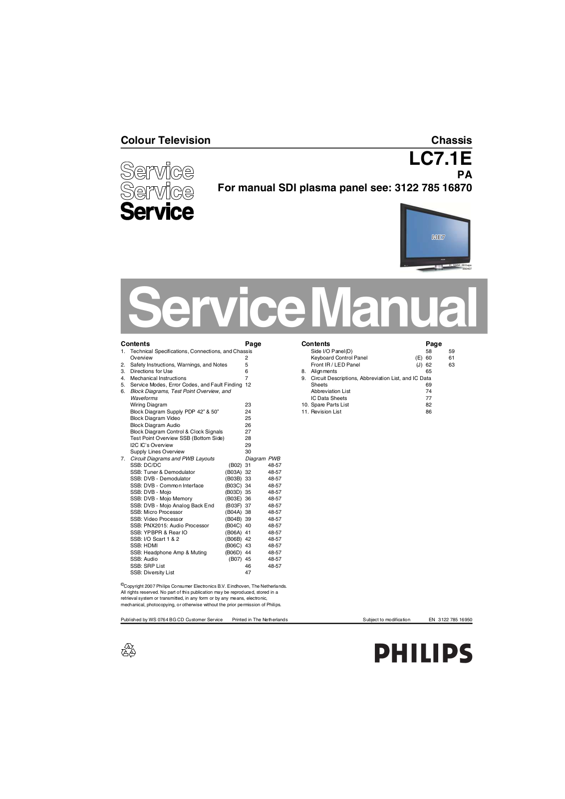 Philips LC7.1E PA Service Manual