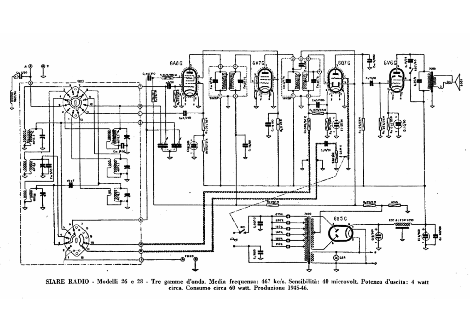 Siare Crosley 26, 28 schematic