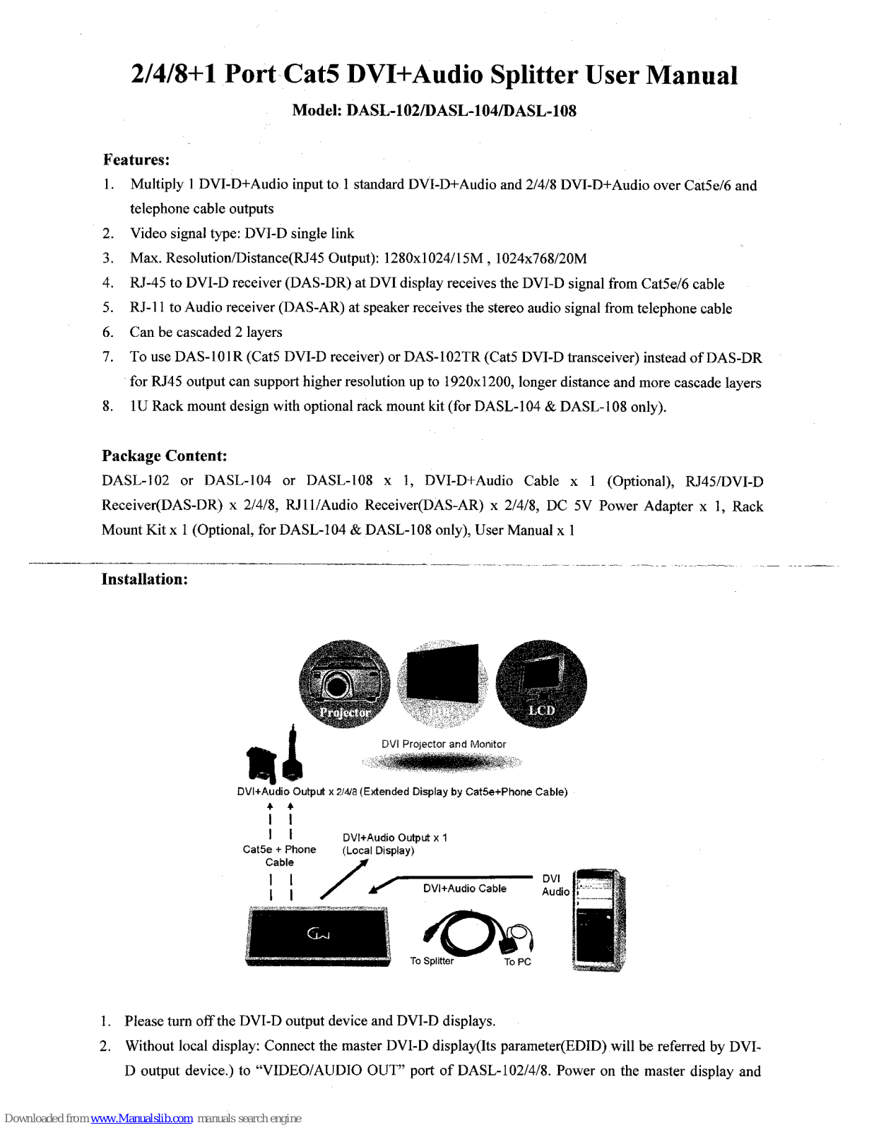 CableMax DASL-102, DASL-104, DASL-108 User Manual - ManualMachine.com