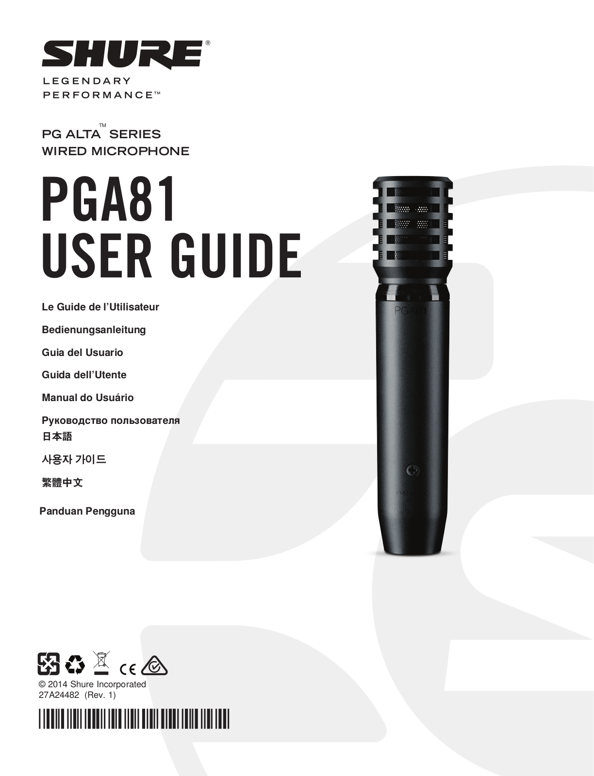 Shure PGA81 USER GUIDE