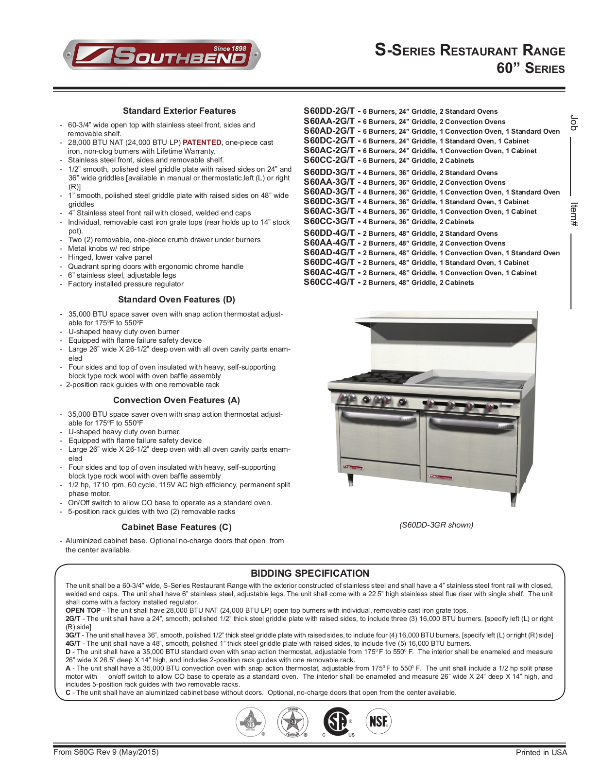 Southbend S60AA-3G-T User Manual