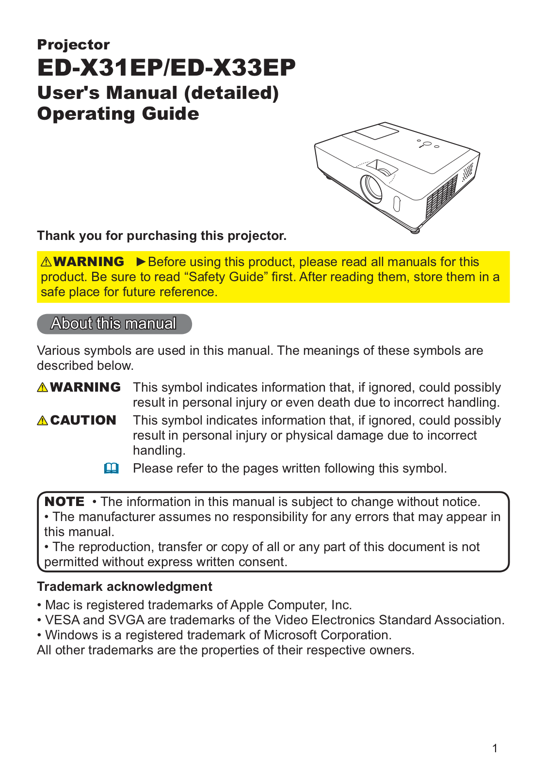 Hitachi ED-X33, ED-X31 User Manual