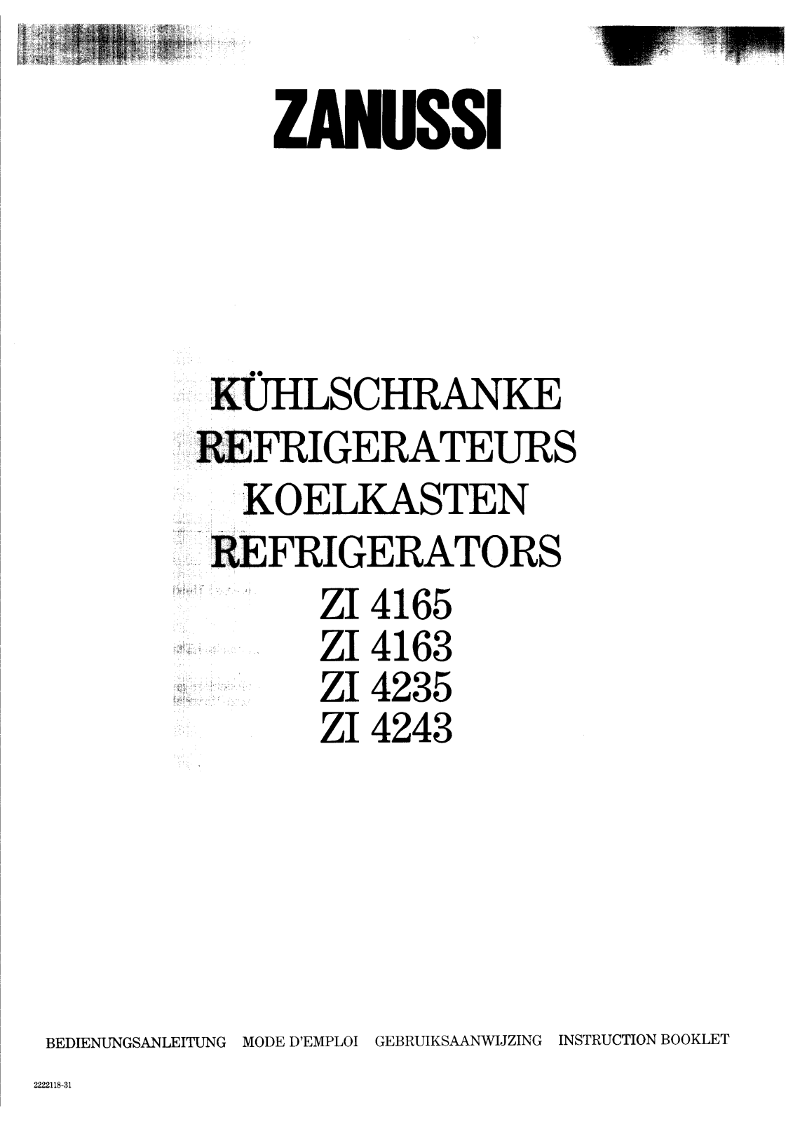 Zanussi ZI4243, ZI4165, ZI4163, ZI4235 User Manual