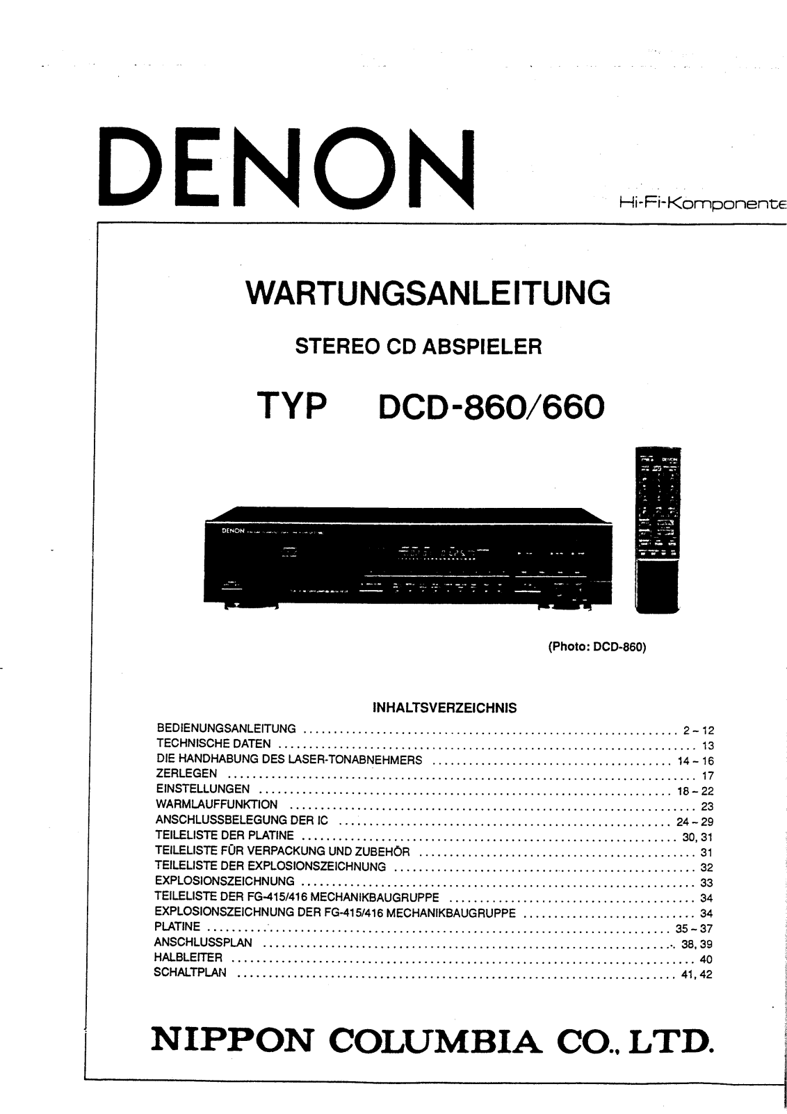 Denon DCD660, DCD860DE Service Manual