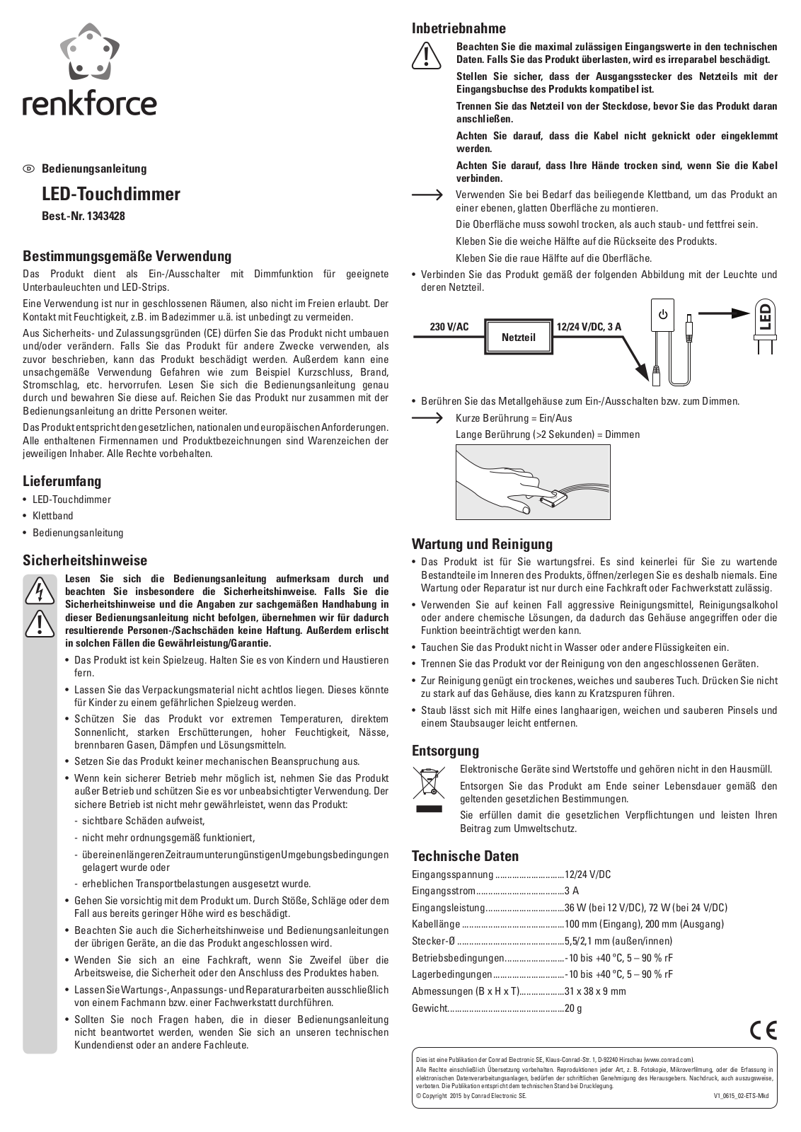 Renkforce 1343428 Operating Instructions