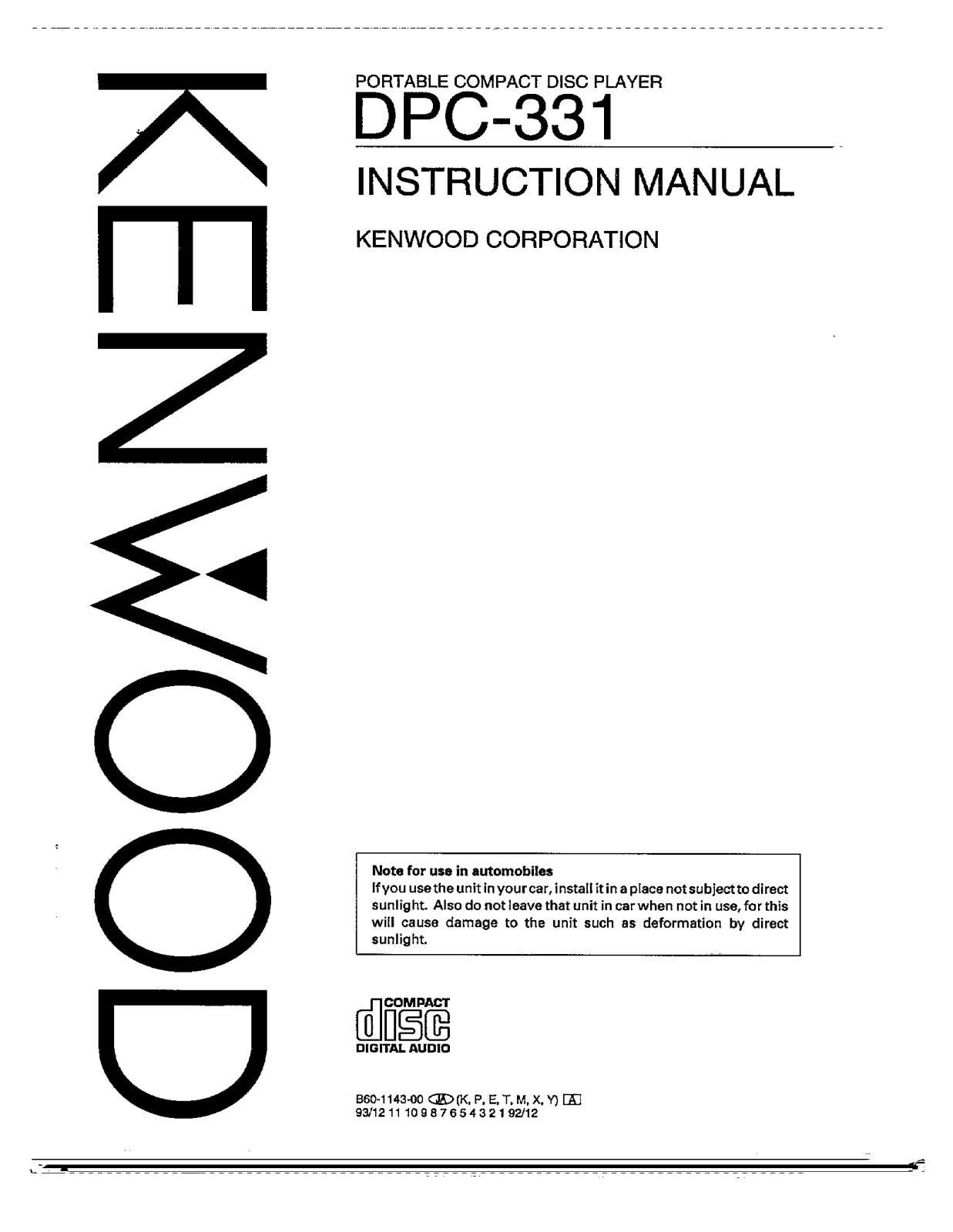 Kenwood DPC-331 Owner's Manual