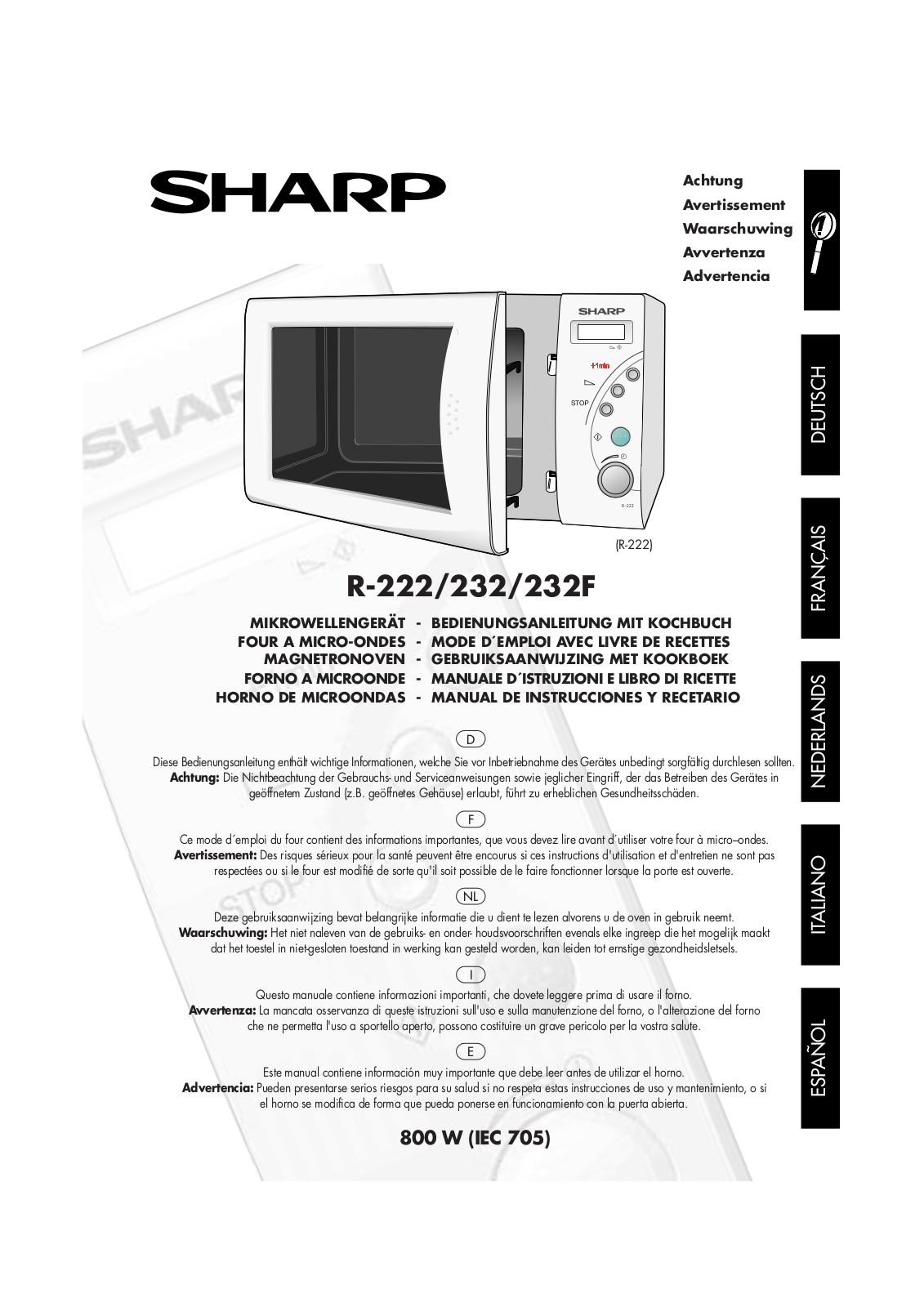 SHARP R-222, R-232F User Manual