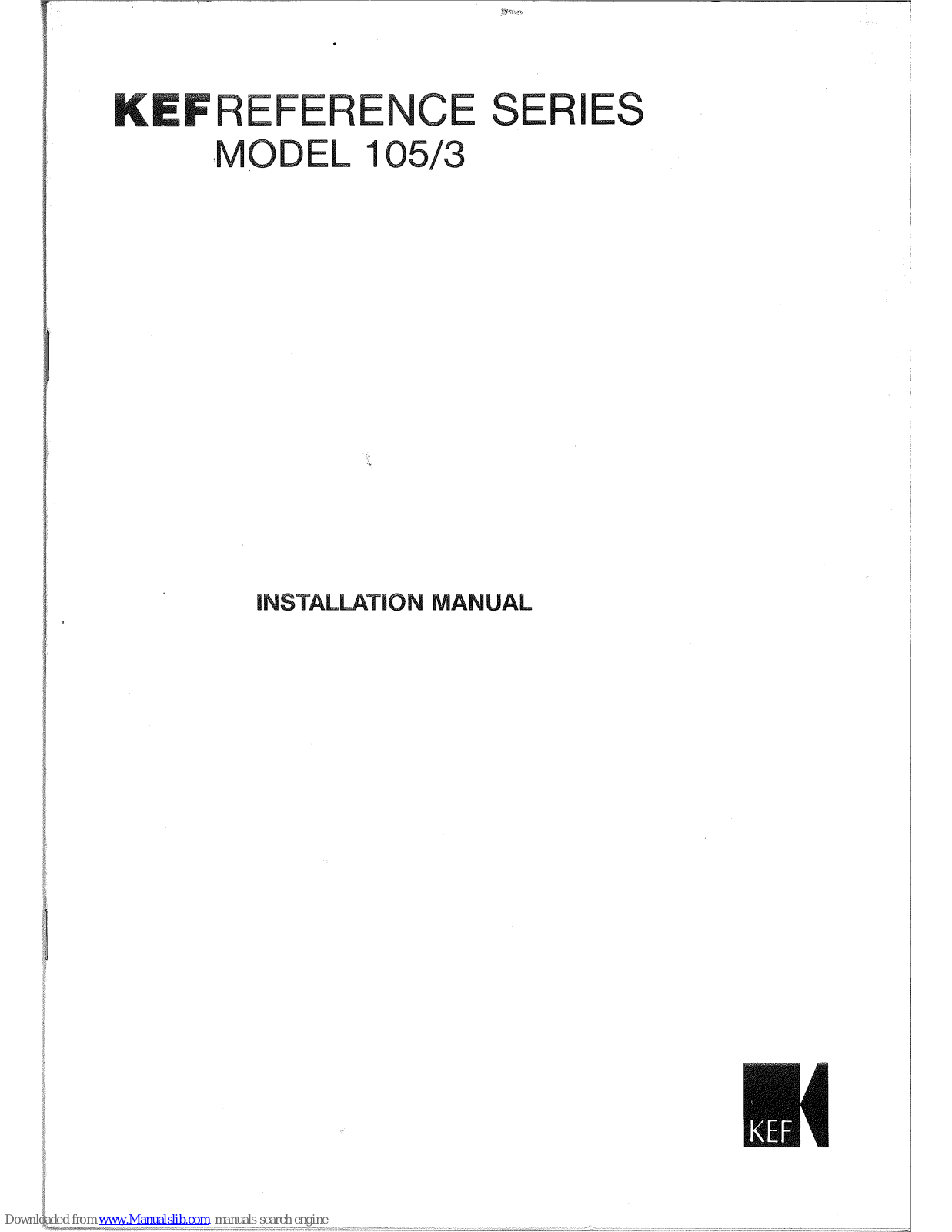 KEF 105/3 Installation Manual - ManualMachine.com