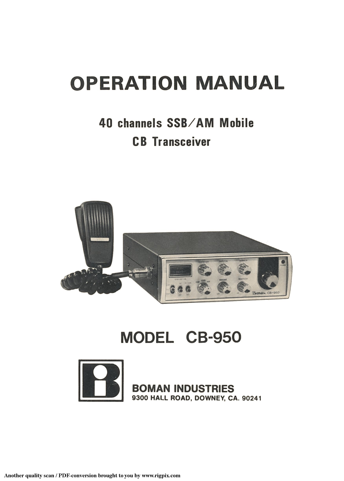 Boman CB-950 User manual - ManualMachine.com