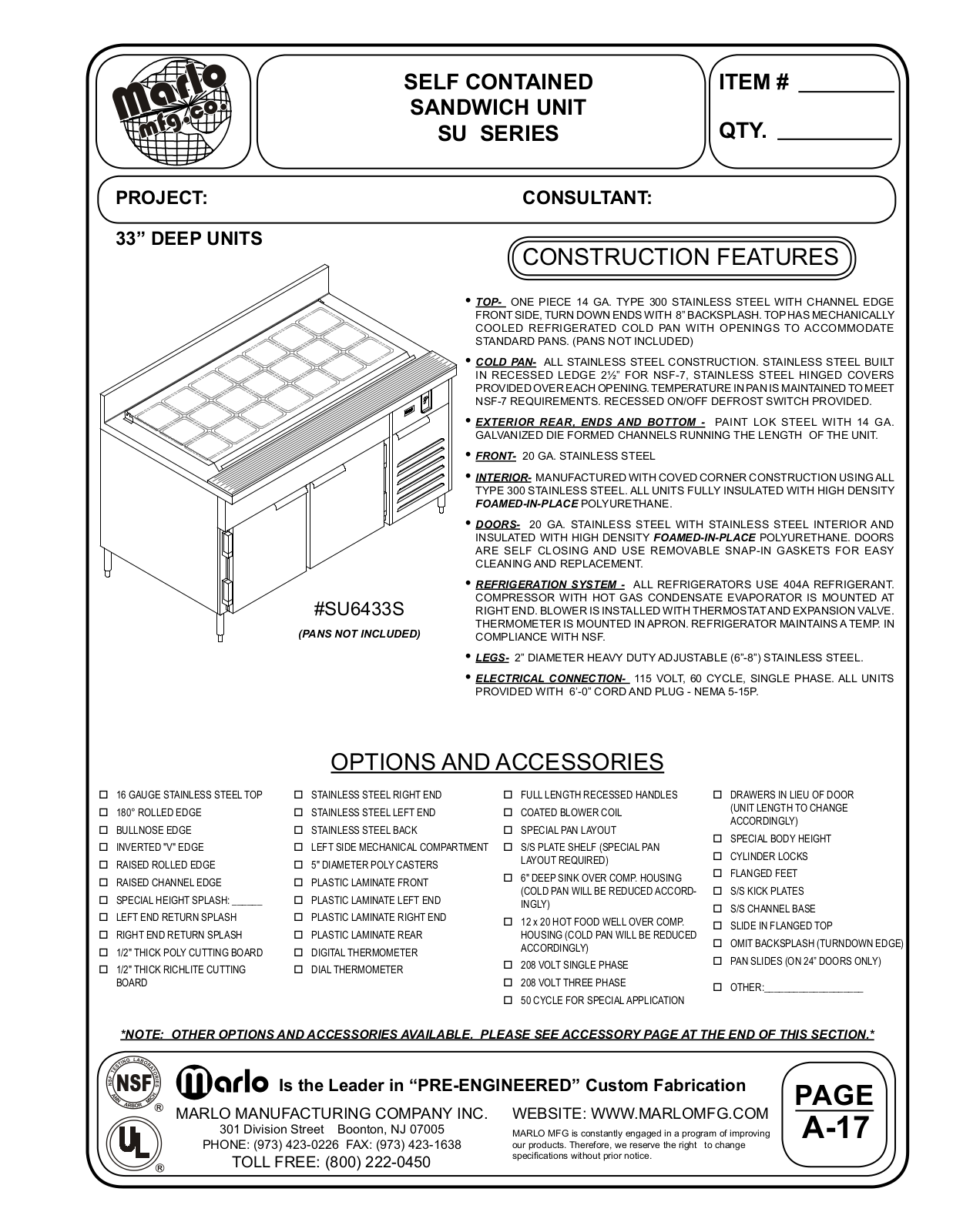 Marlo SU11633S User Manual