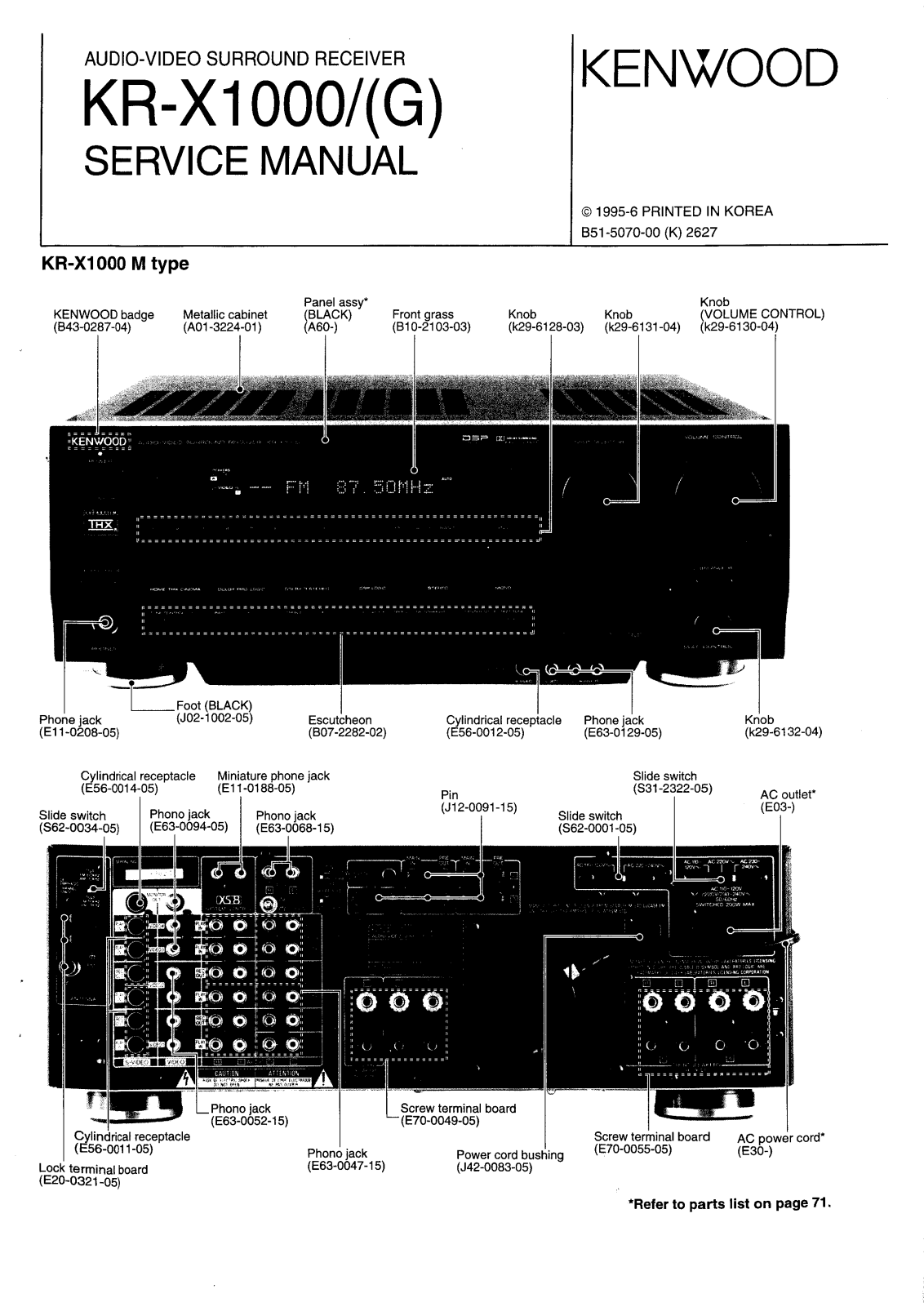 Kenwood KR-X1000 Service Manual