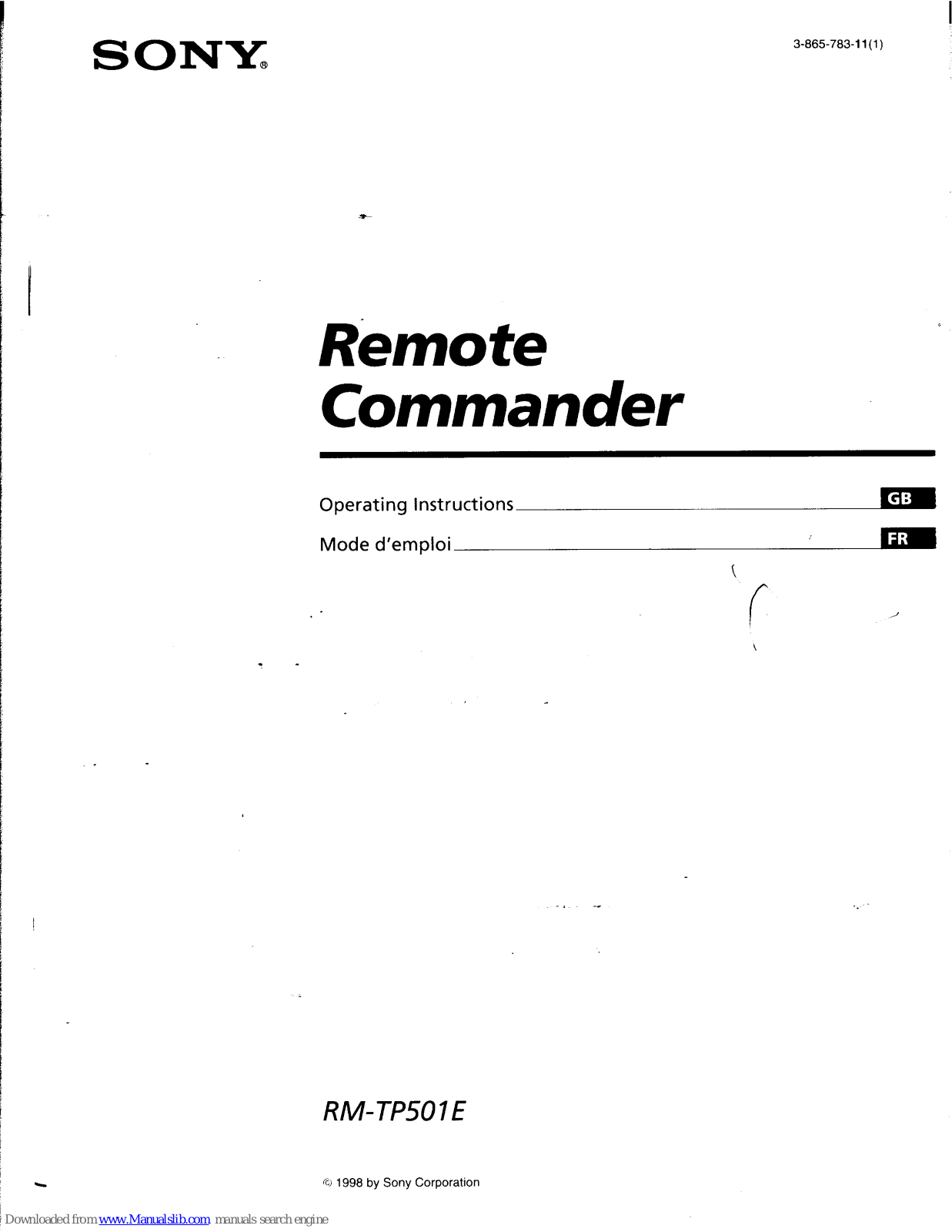 Sony RM-TP501E Primary Operating Instructions Manual