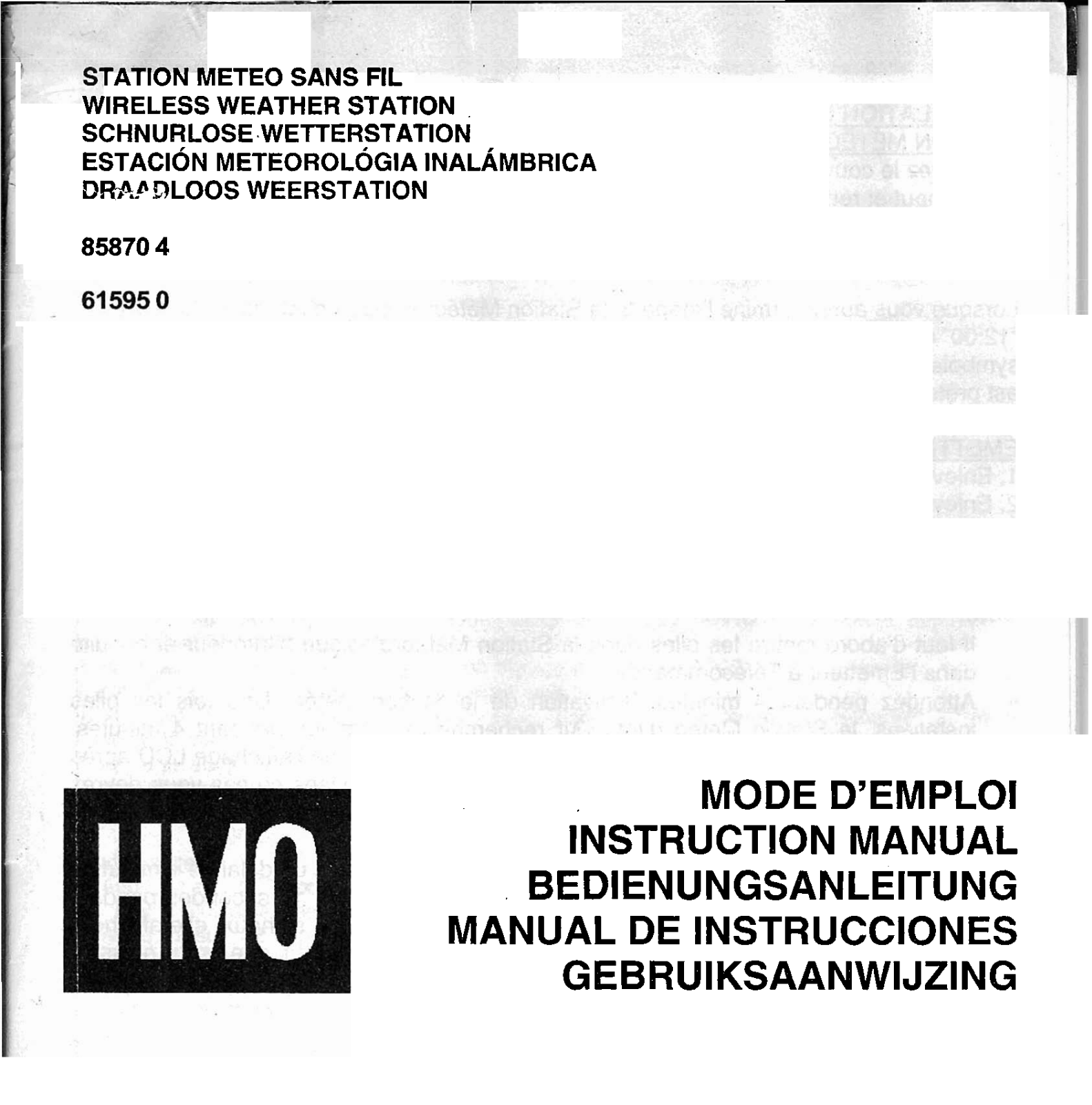 HMO 61595 0, 85870 4 User Manual - ManualMachine.com
