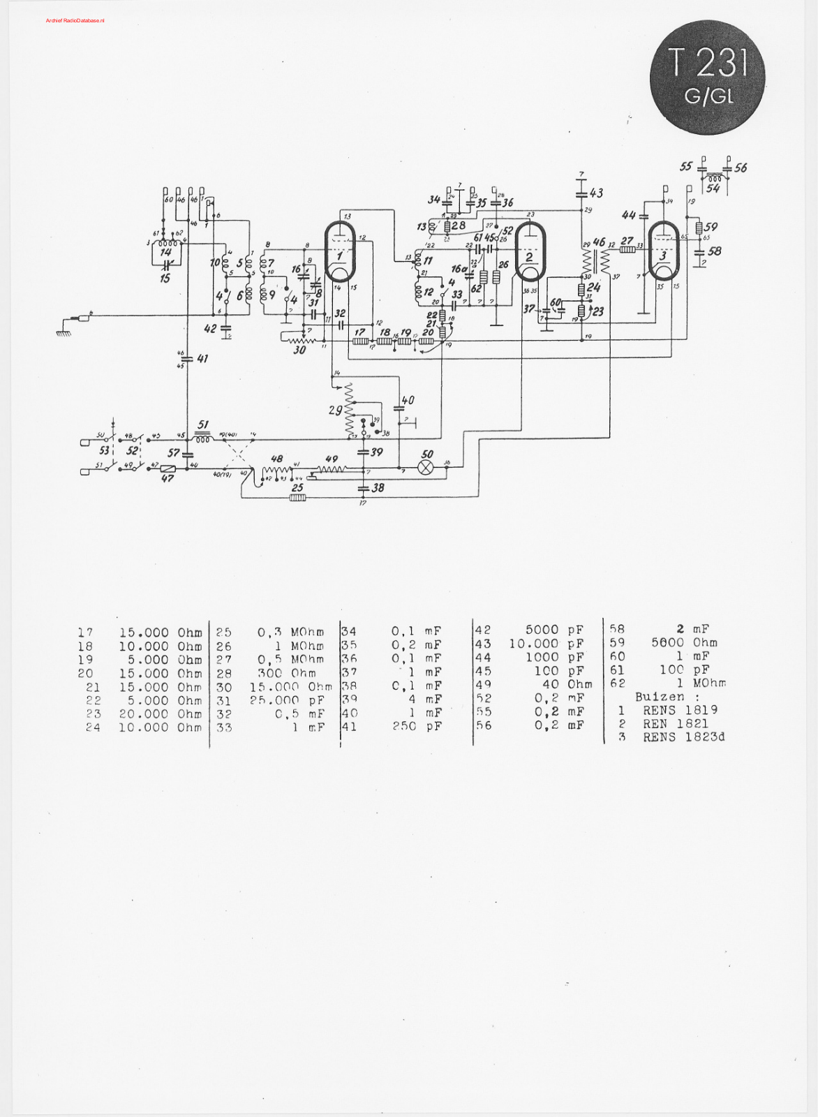 Telefunken 231-G, 231-GL Schematic