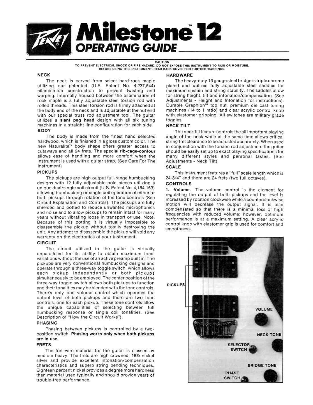 Peavey Milestone 12 User Manual