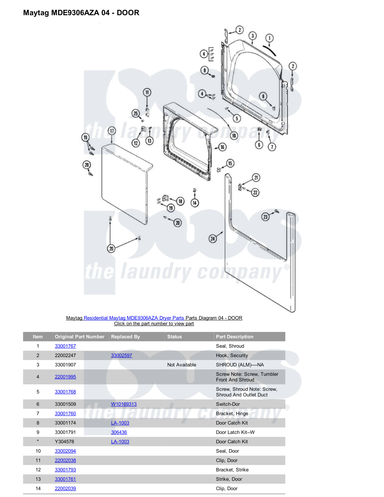 Maytag MDE9306AZA Parts Diagram