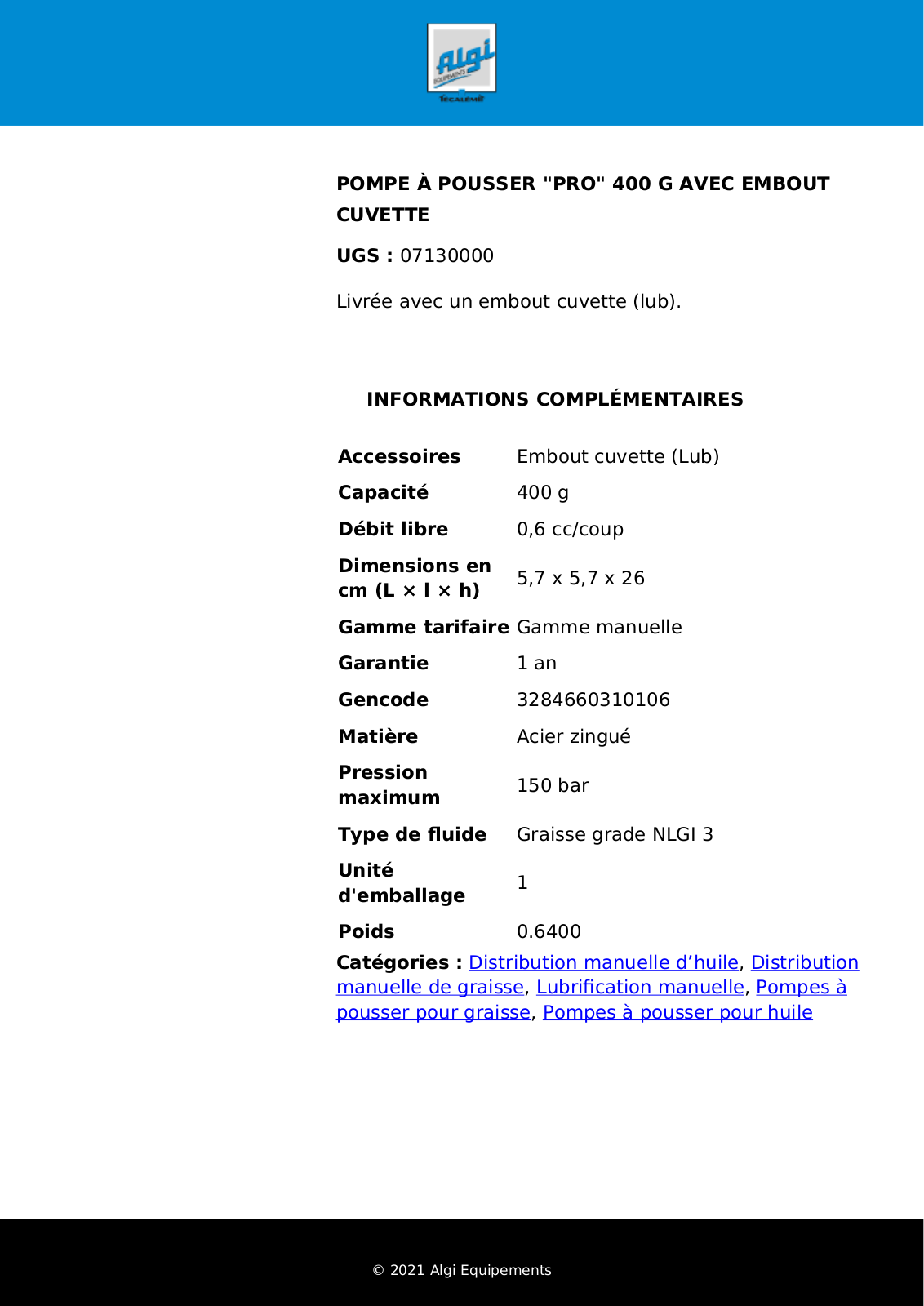Algi 07130000 Specification - ManualMachine.com