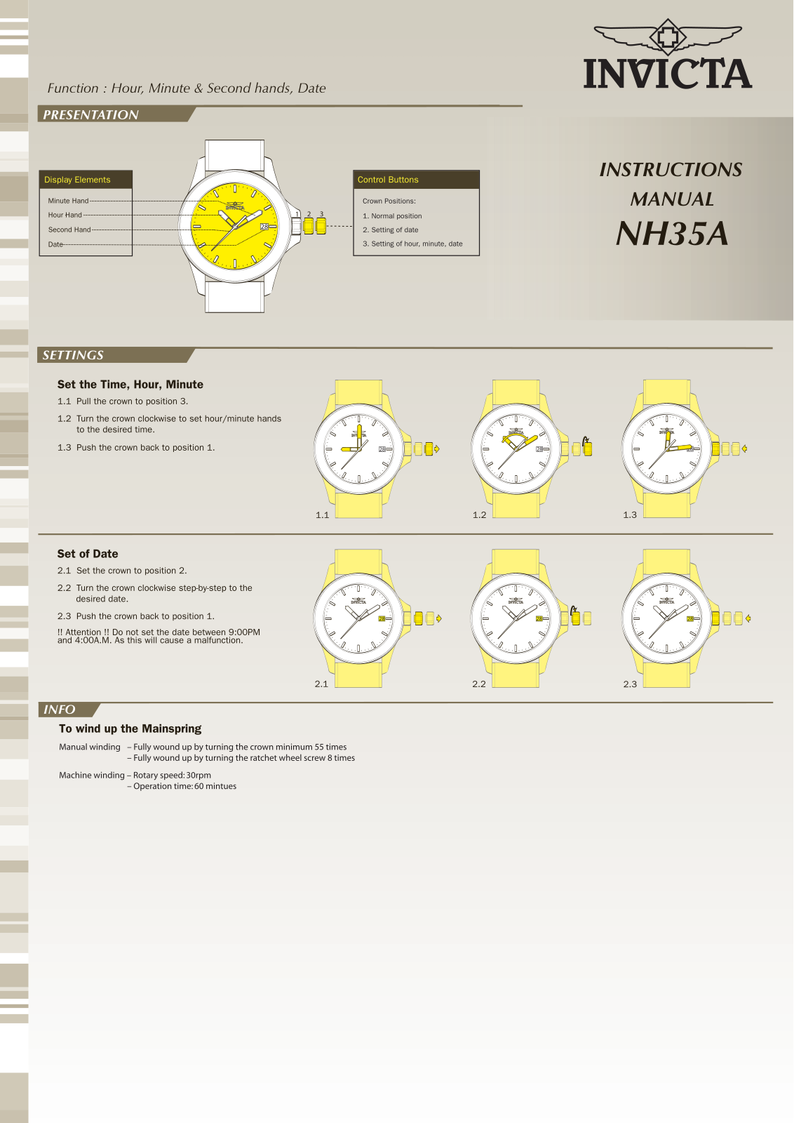 Invicta NH35A User Manual