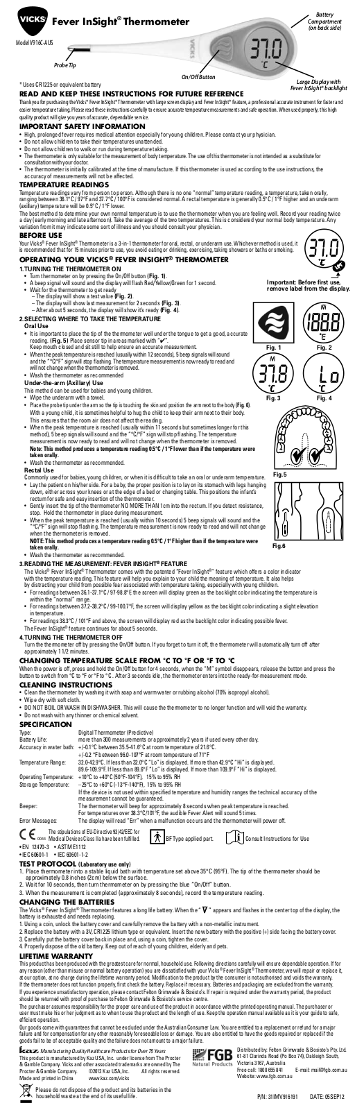 Vicks V916C-AU User Manual