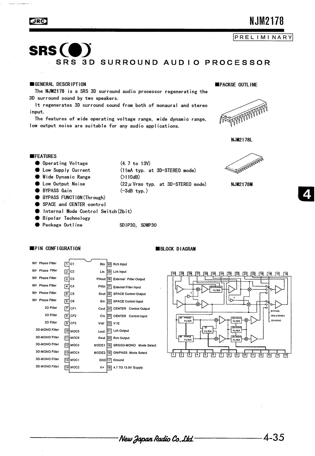 JRC NJM2178M, NJM2178L Datasheet