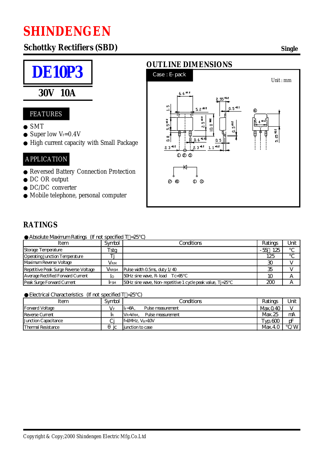 Datasheet DE10P3 Datasheet (Shindengen) - ManualMachine.com