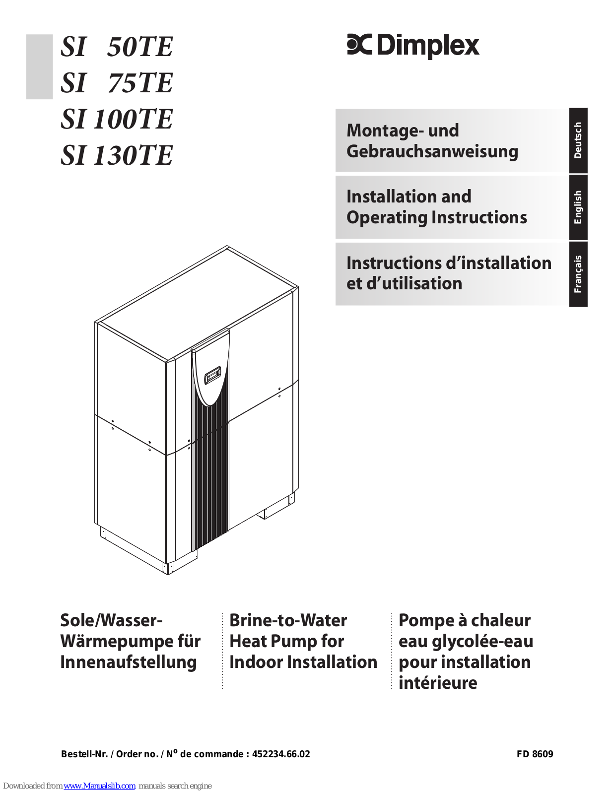 Dimplex SI 100TE, SI 130TE, SI 50TE, SI 75TE Installation And Operating Instructions Manual