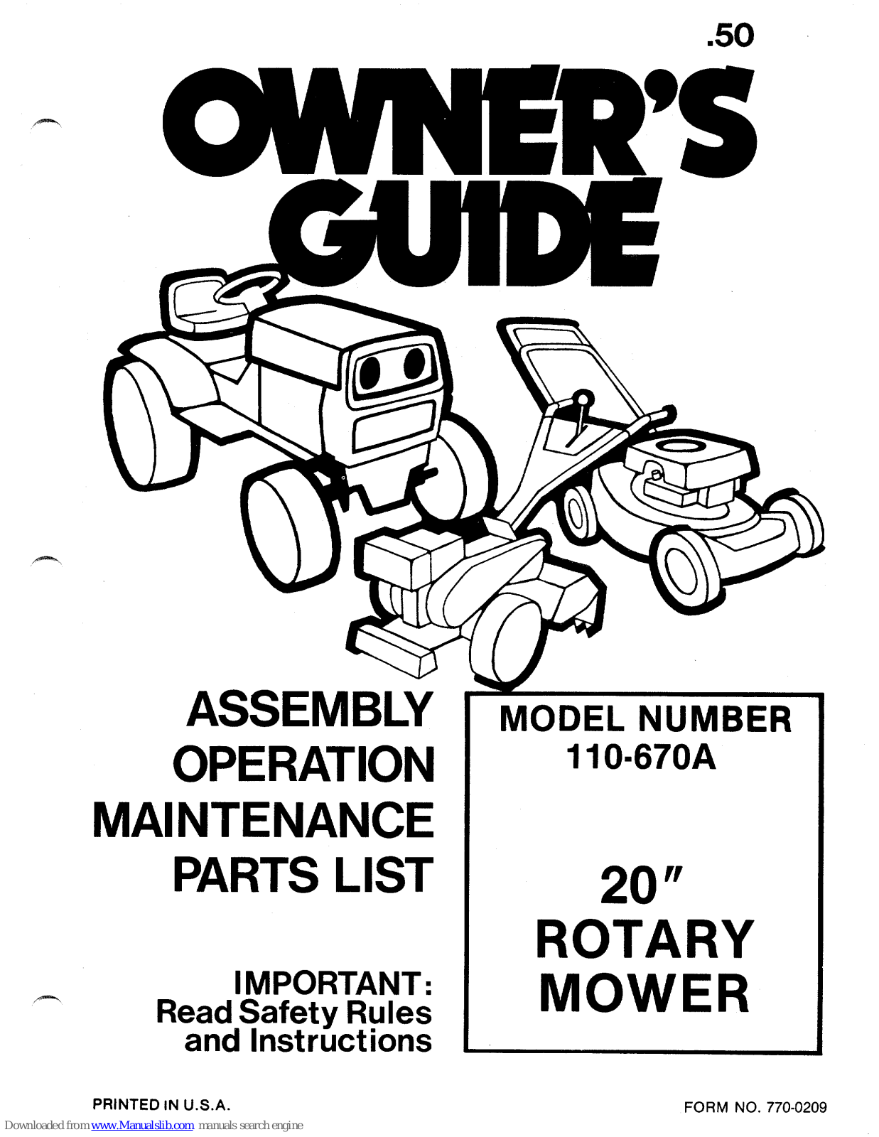 MTD 110-670A Owner's Manual