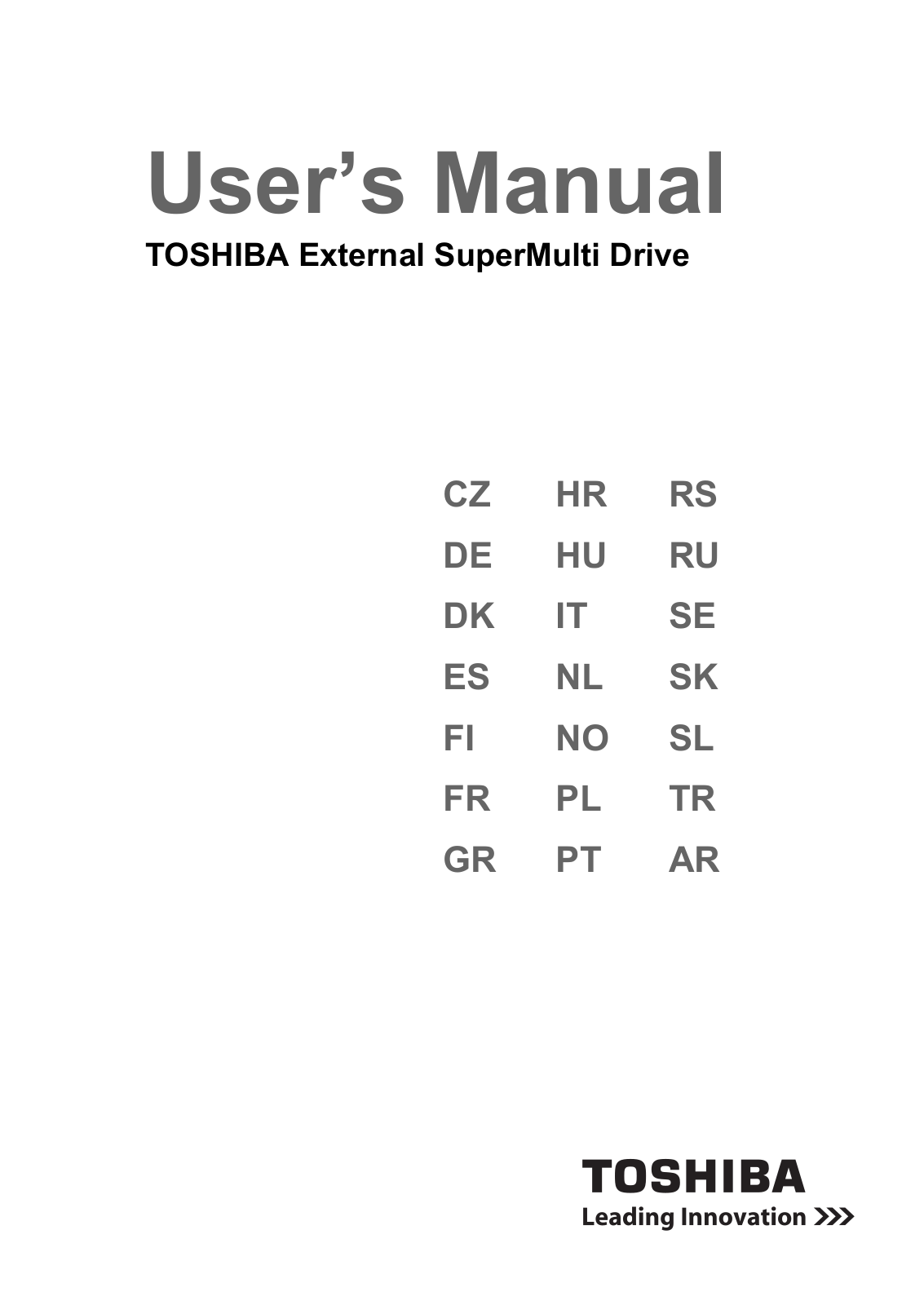 Toshiba External SuperMulti Drive User Manual