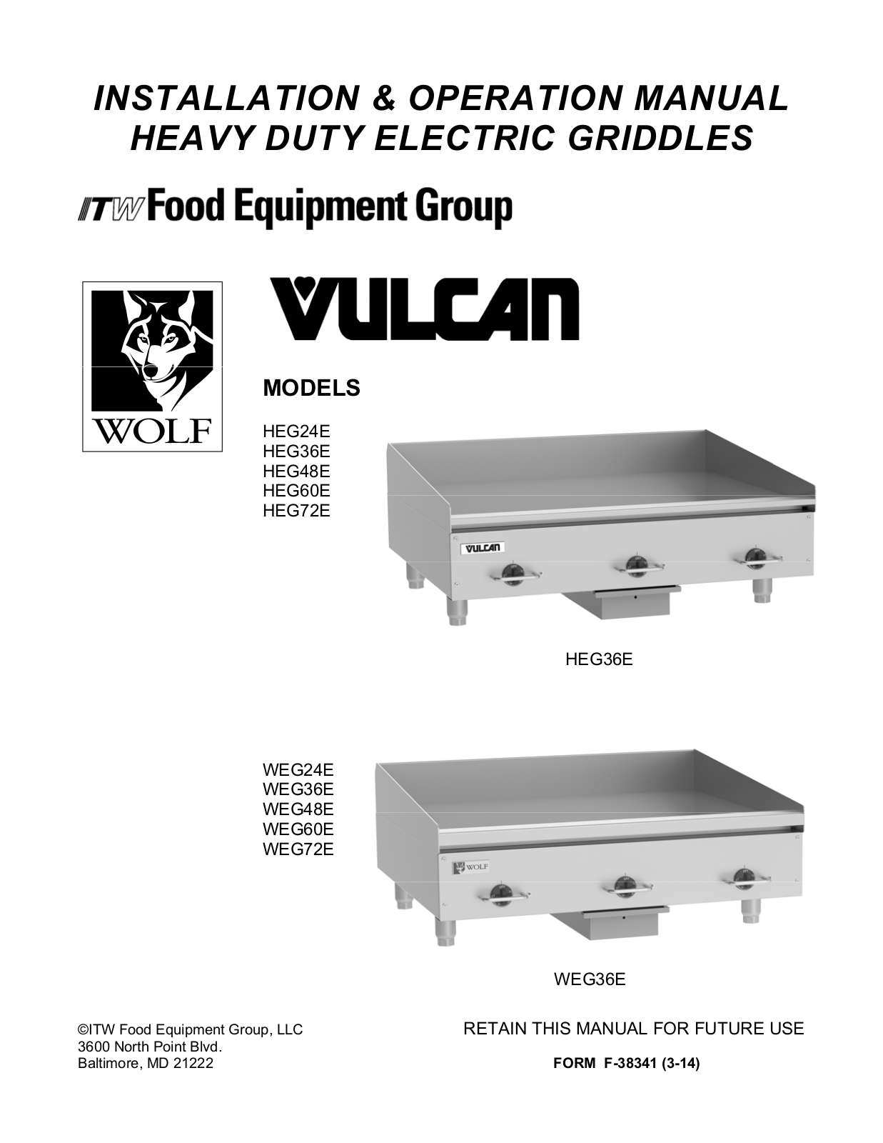 Vulcan Hart HEG60E Owner’s Manual