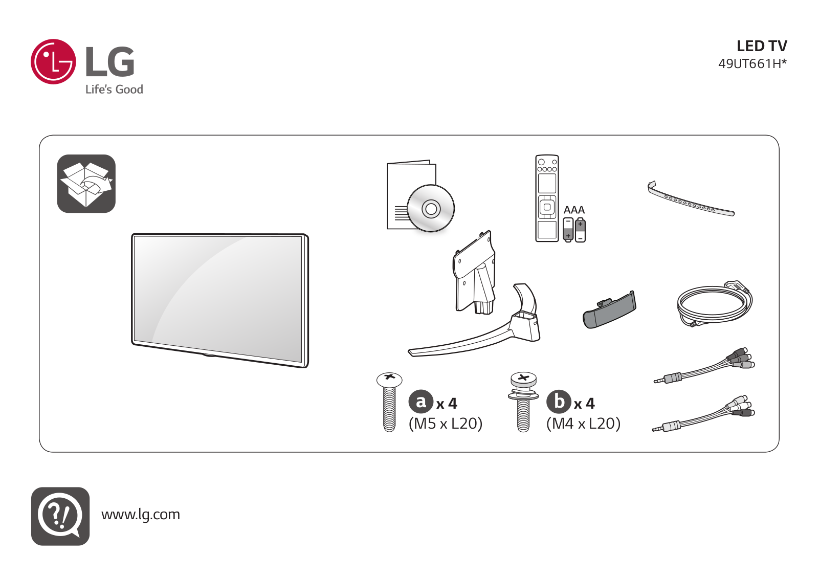 LG 49UT661H0ZA Instructions for quick setup