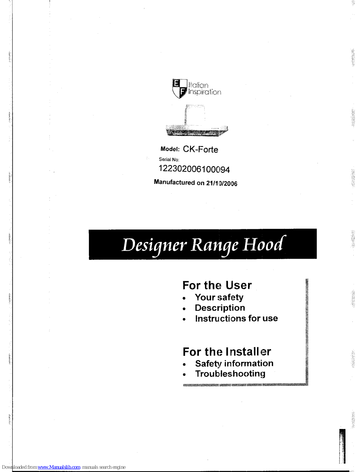 EF CK-Forte User Manual