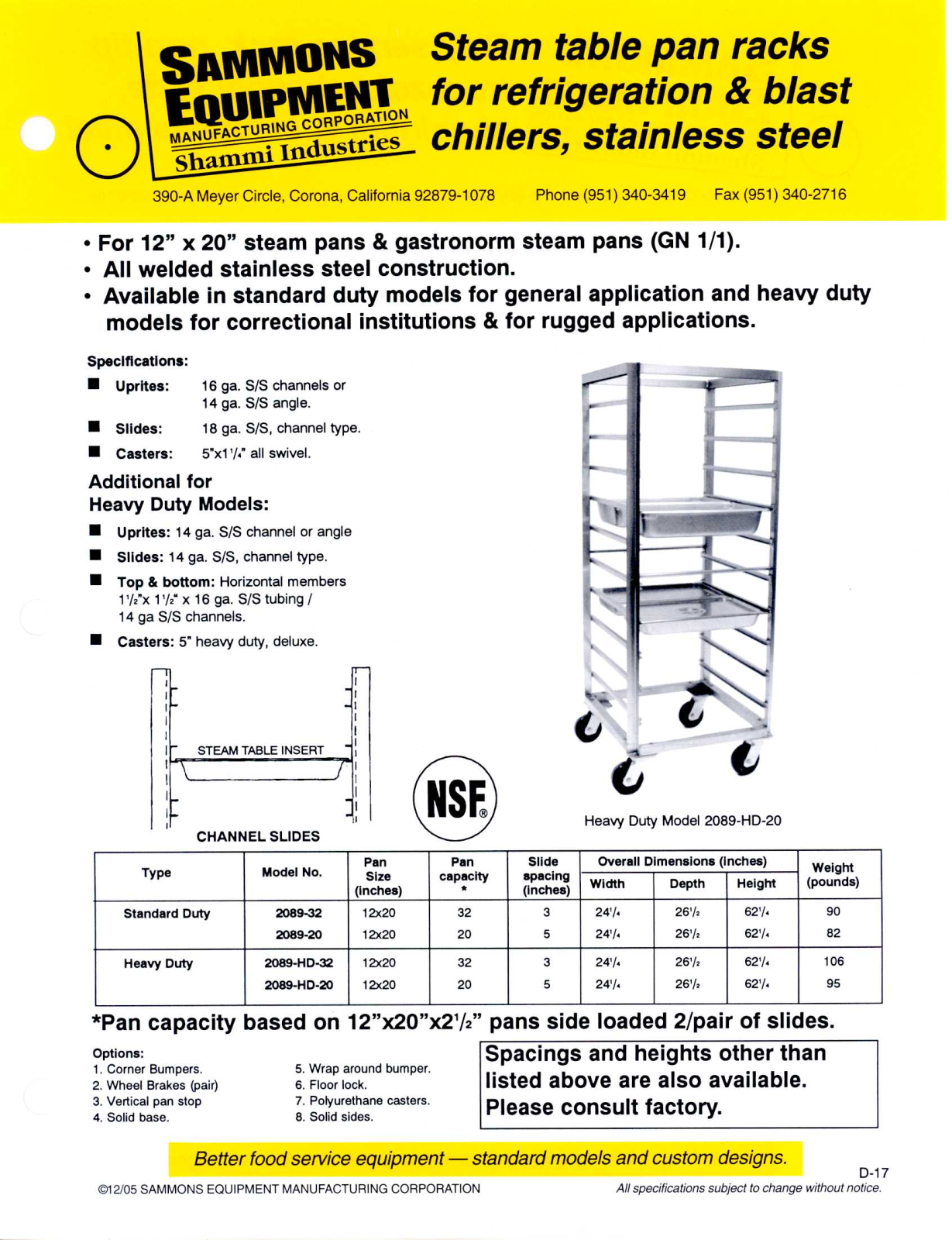 Sammons Equipment 2089-HD-20 User Manual