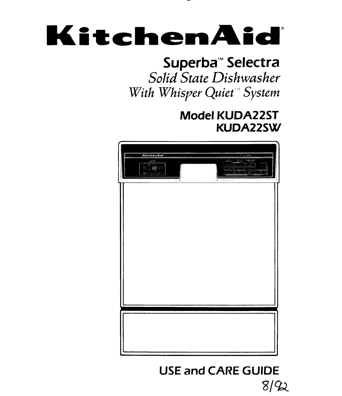KitchenAid KUDA22ST, KUDA22SW Owner's Manual