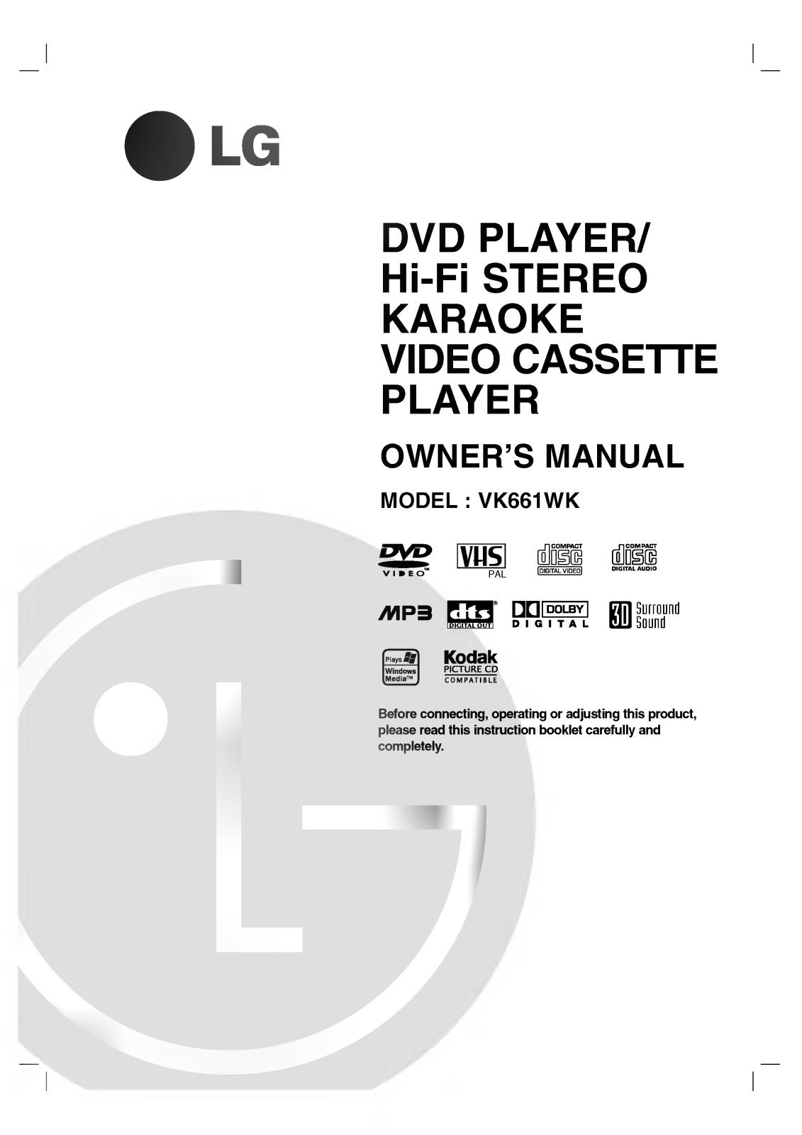 LG VK661WK Owner’s Manual