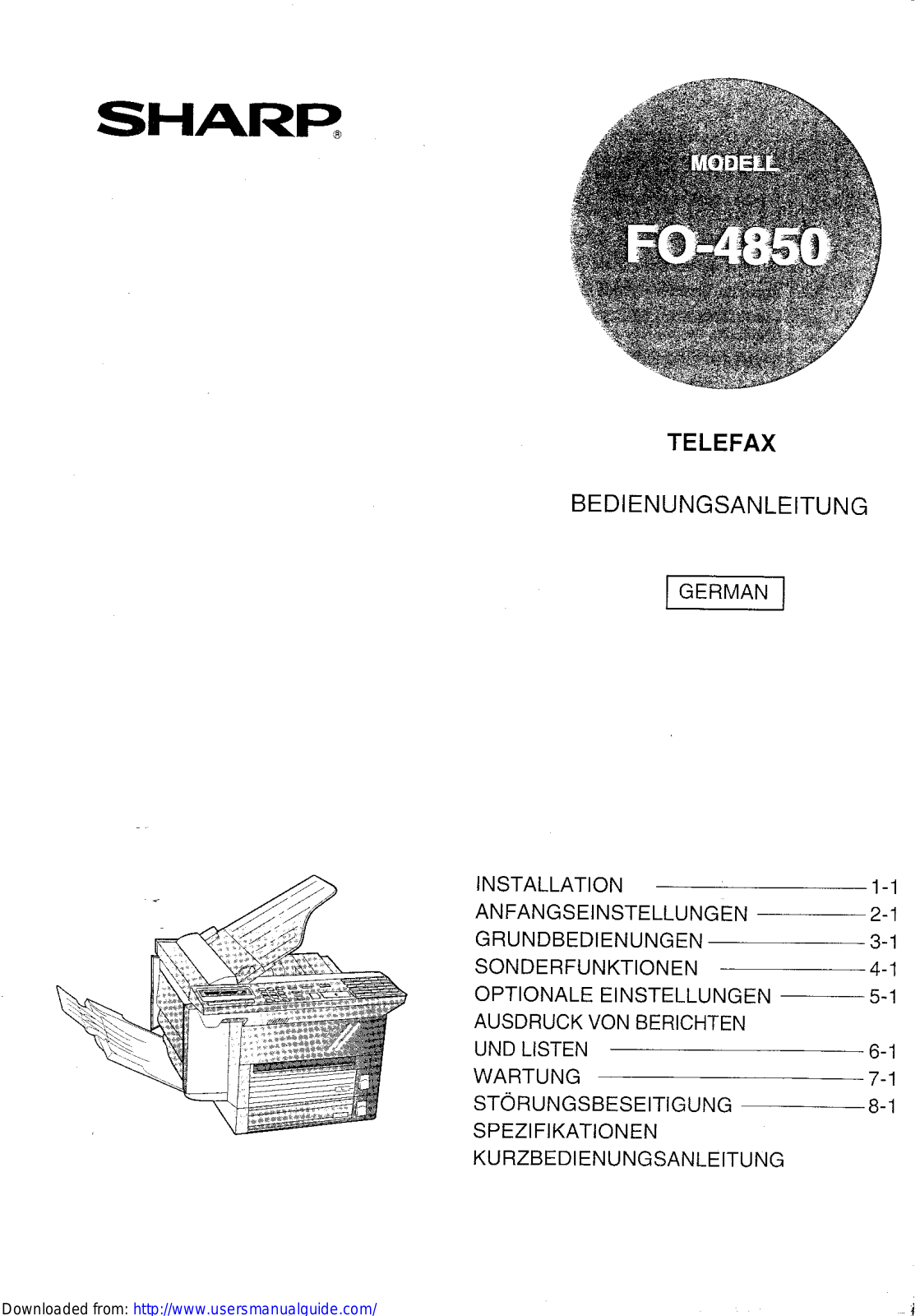 SHARP FO-4850 User Manual