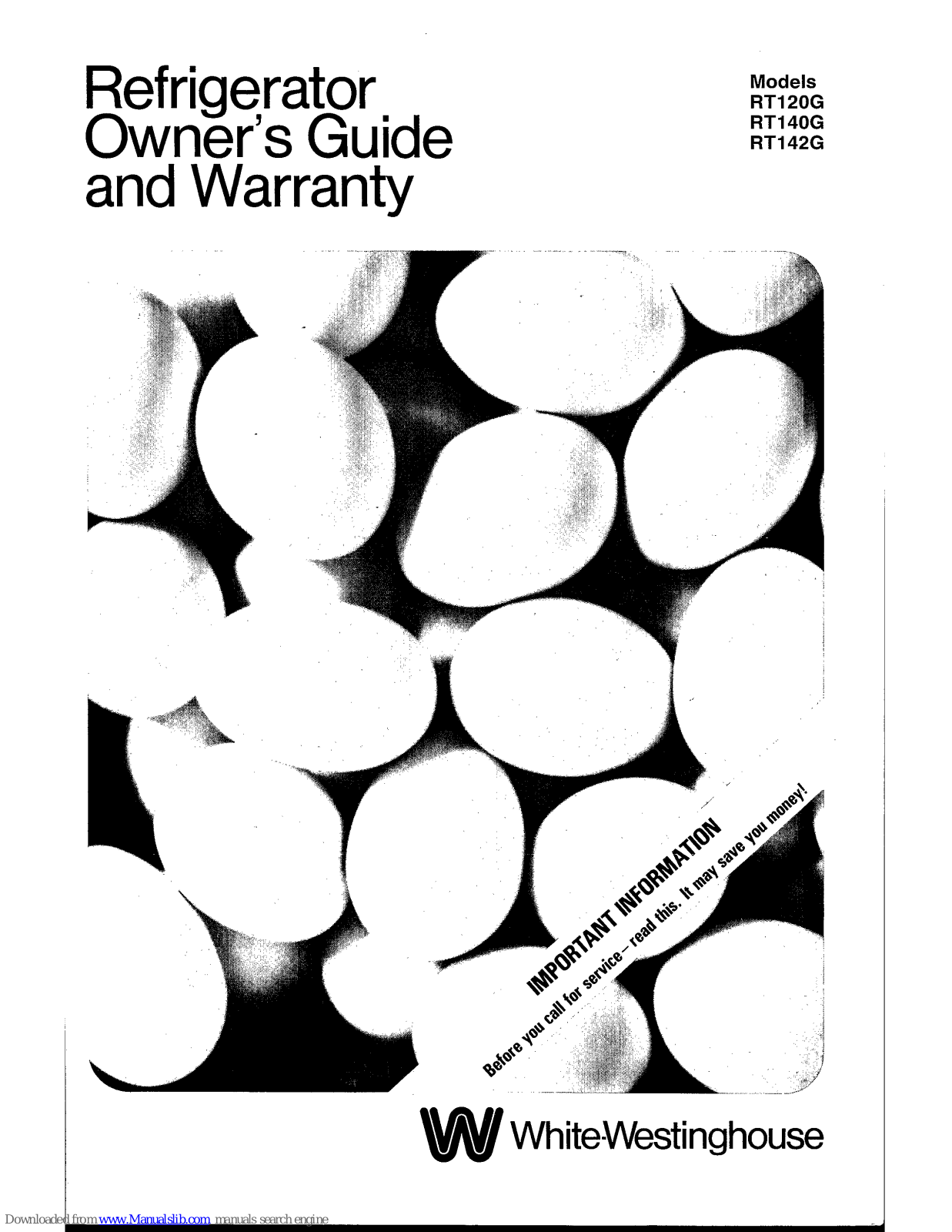 White-Westinghouse RT120G, RT140G, RT142G Owner's Manual