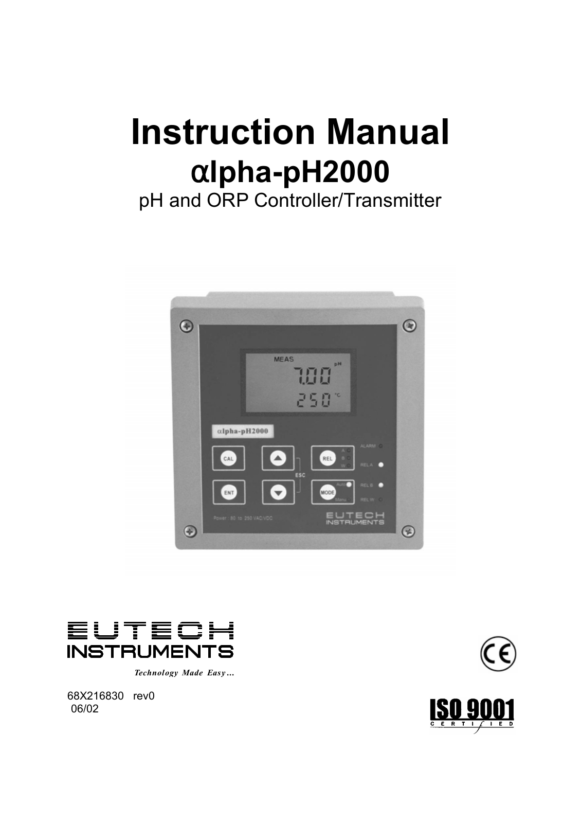 Eutech instruments ALPHA -pH2000 User Manual