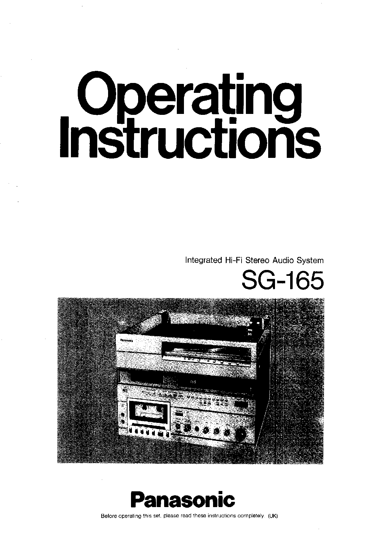 Panasonic SG-165 User Manual
