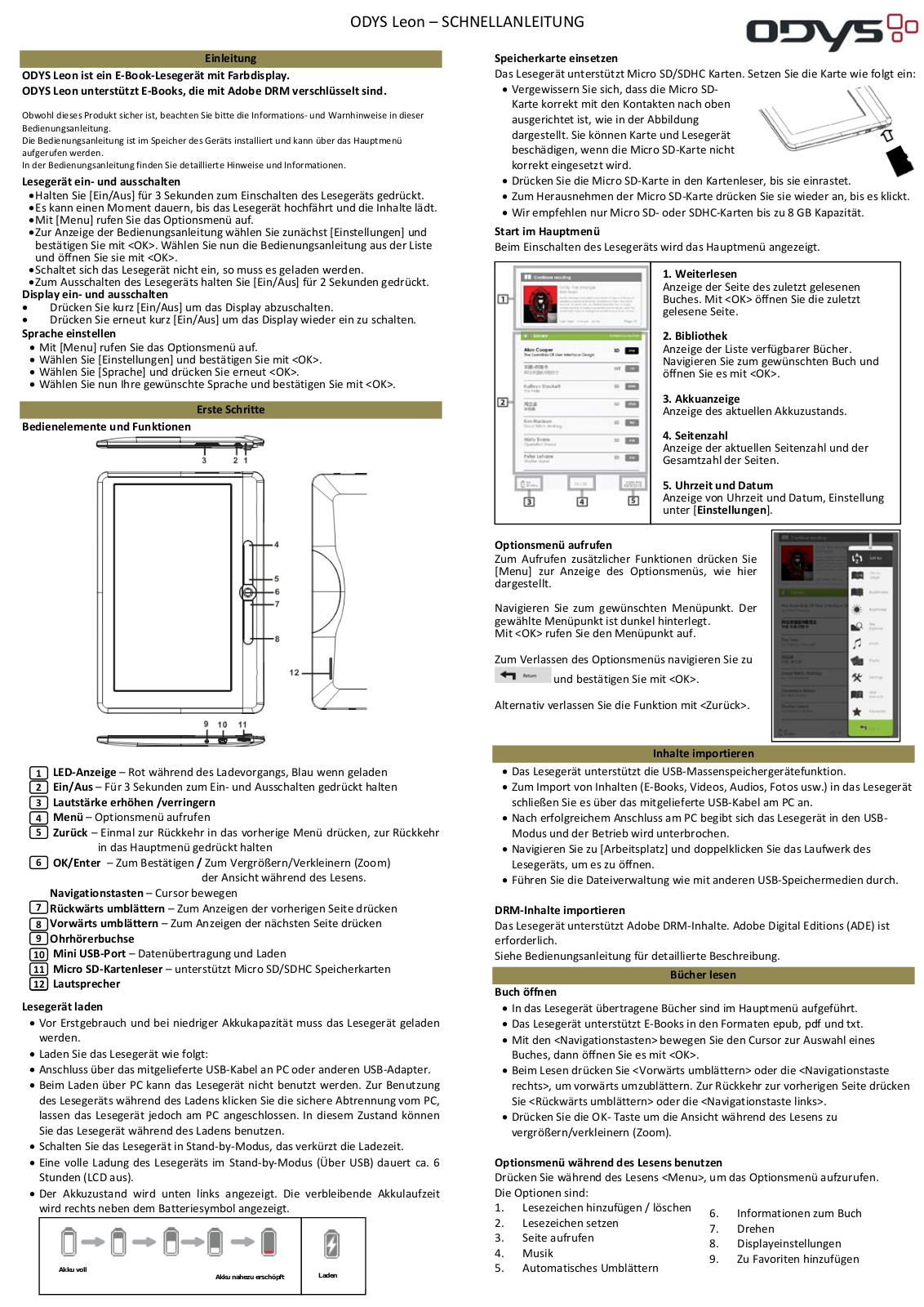 Odys Leon Quick Start Guide