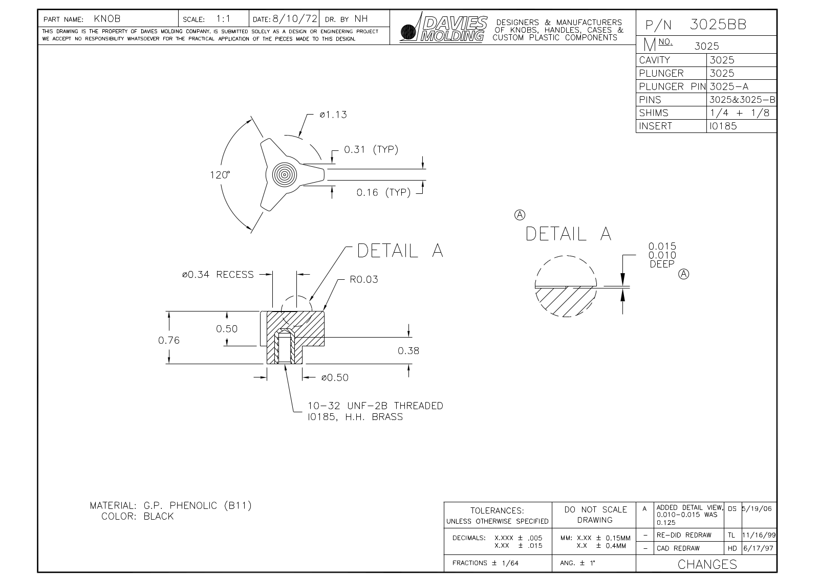 Davies Molding 3025BB Reference Drawing