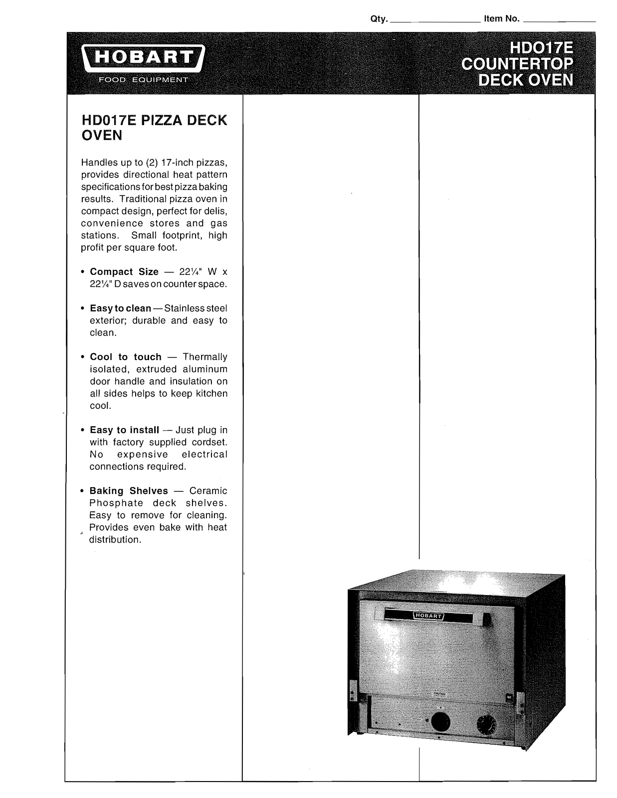 Hobart HDO17E User Manual